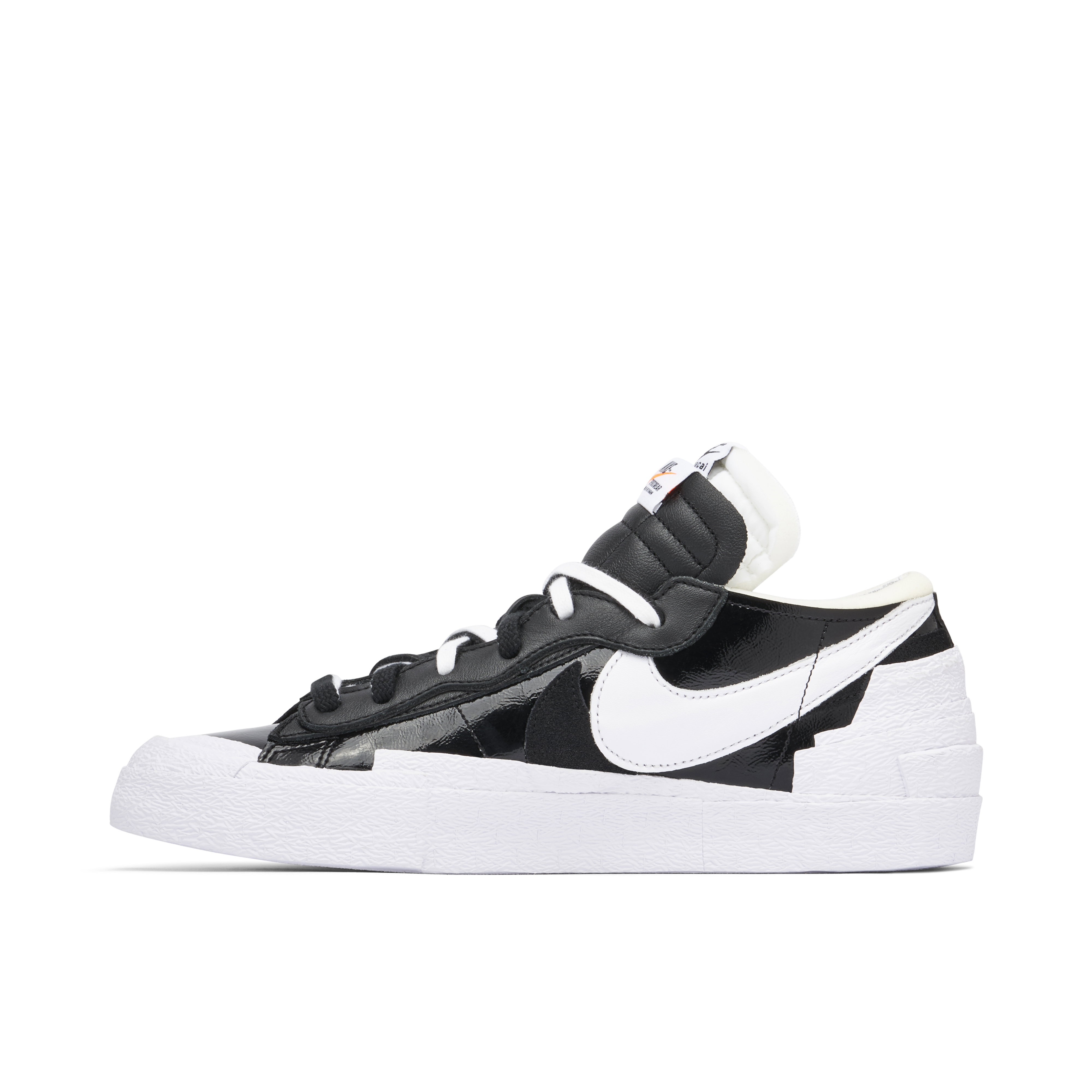 sacai x Nike Blazer Low Black White Patent | DM6443-001 | Laced