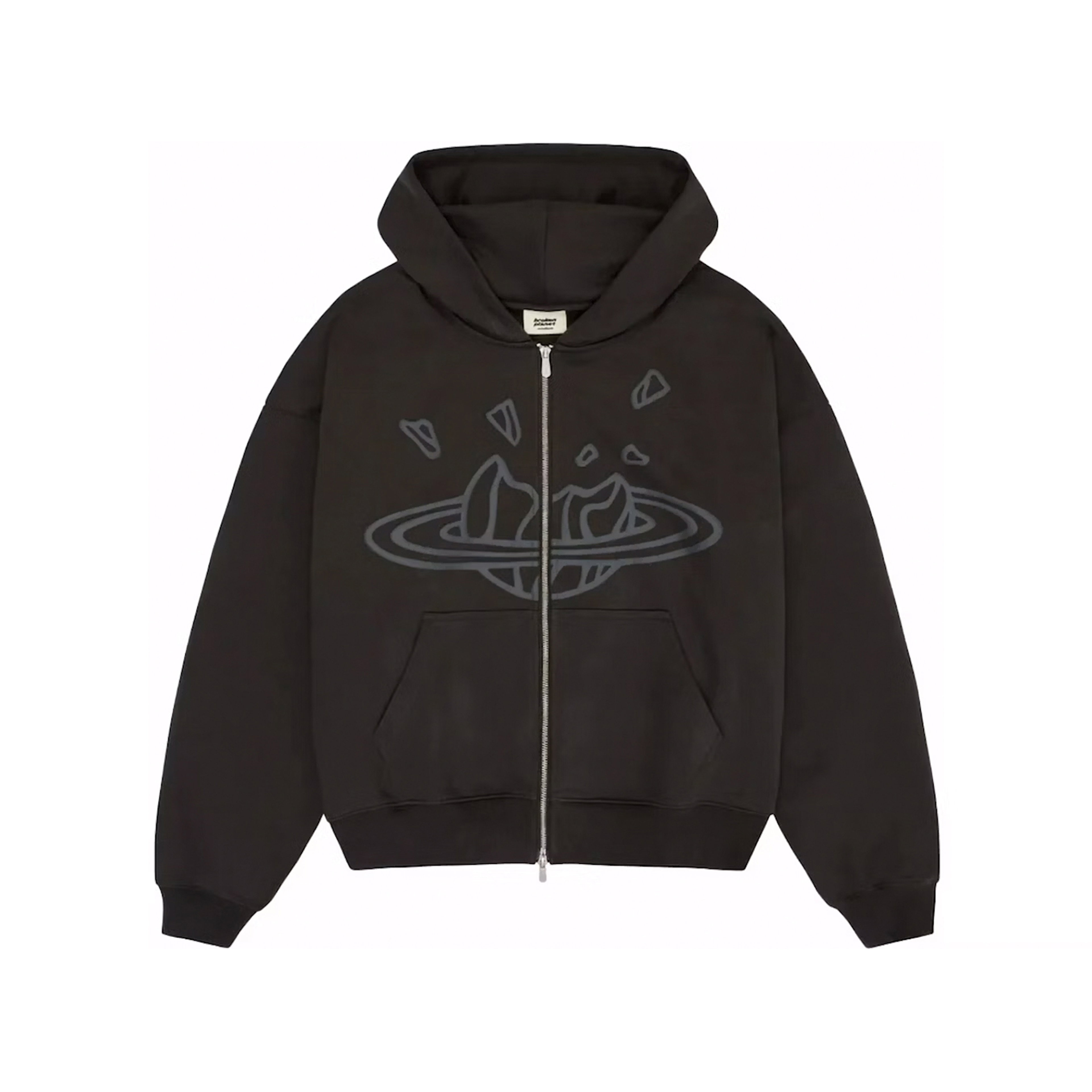Broken Planet Zip Up Hoodie Soot Black