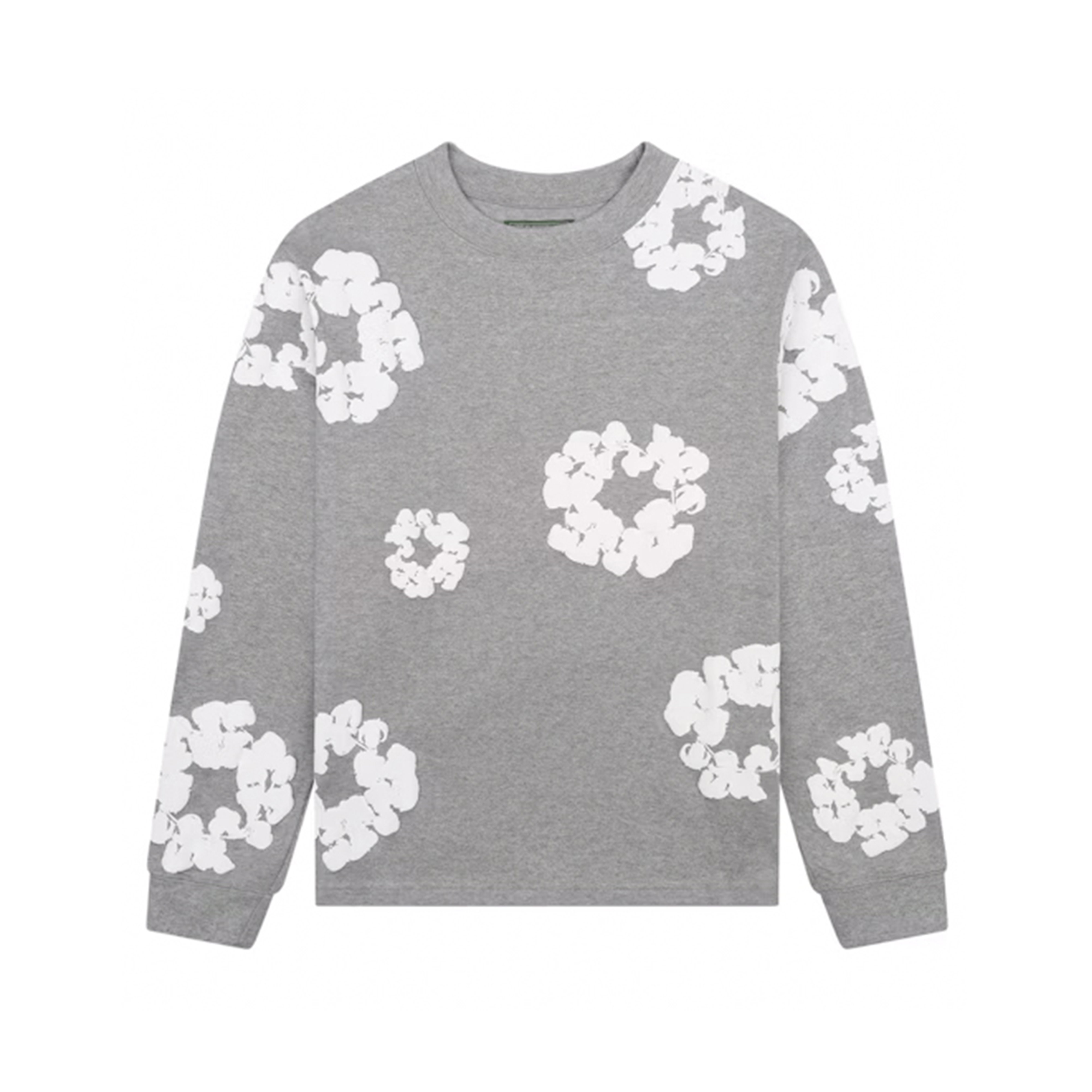 Denim Tears Long Sleeve Cotton Wreath T-shirt Grey | DENIM-TEARS