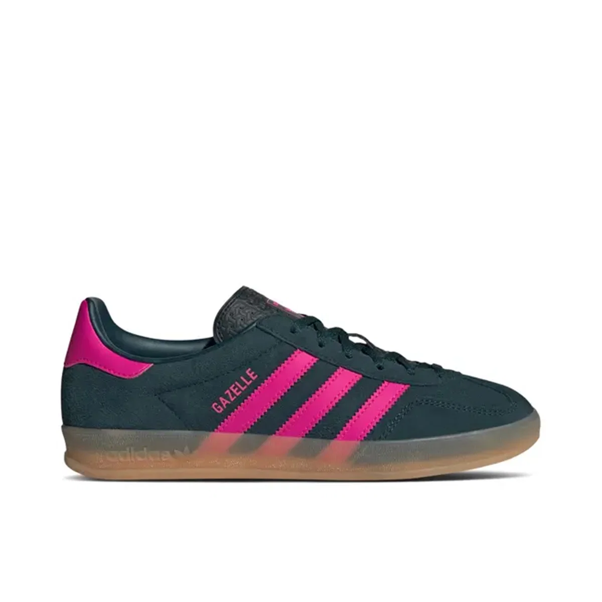 adidas gazelle silver green womens Gazelle Indoor Shoes Aurora Ivy/Shock Pink/Gum – Karen Walker main image 0