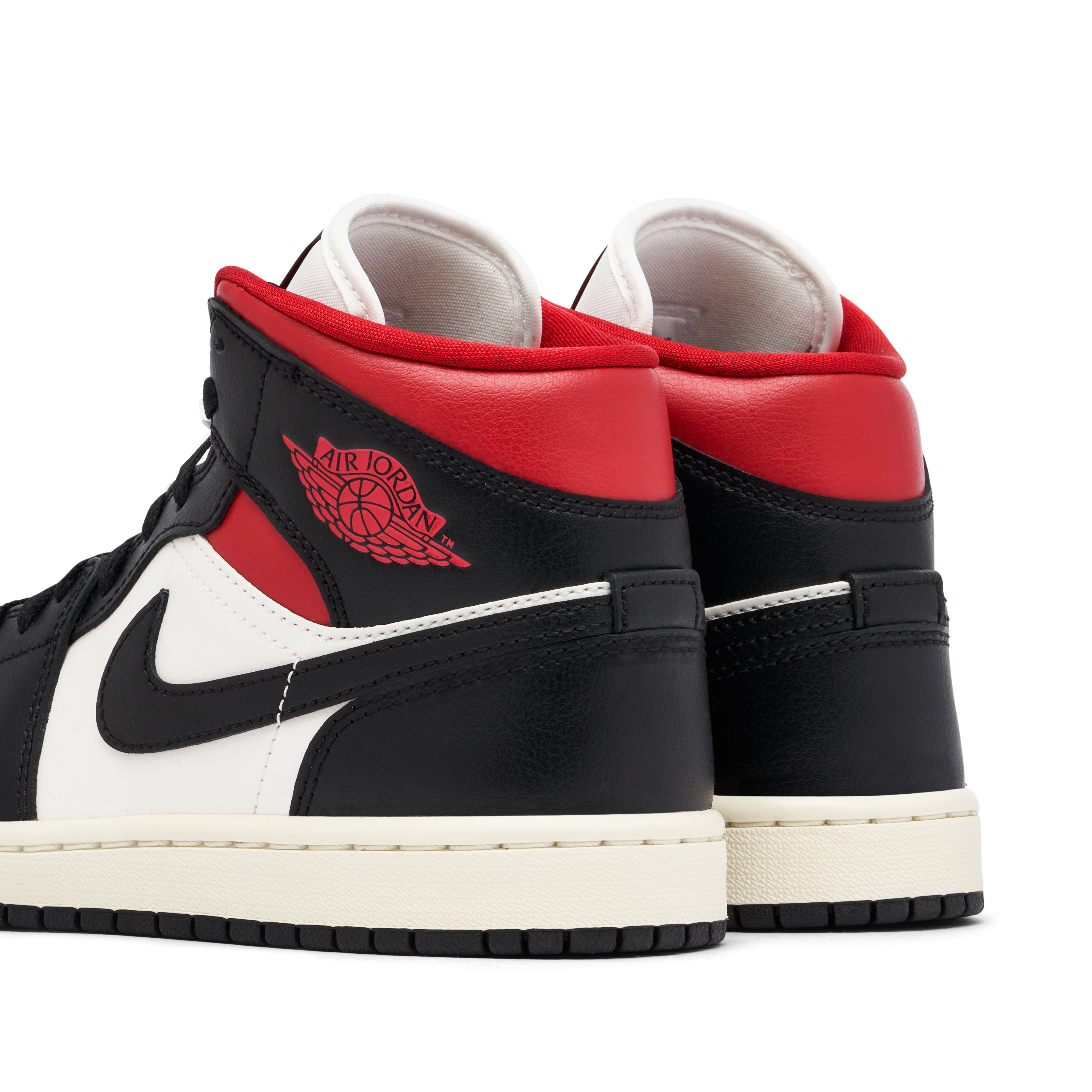 Air Jordan 1 Mid Black White Gym Red Womens | BQ6472-061 | Laced