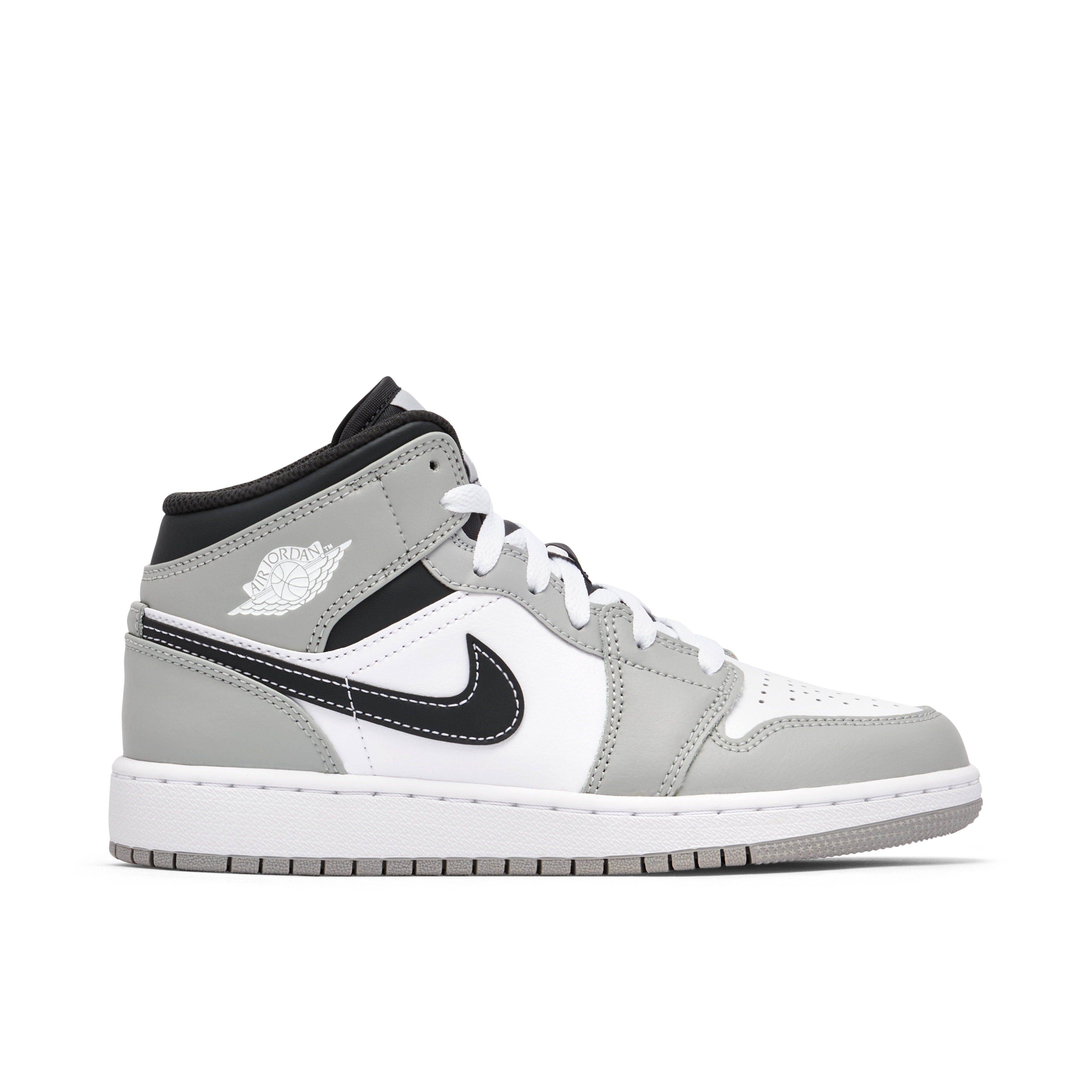 靴 air jordan 1 LIGHT SMOKE GREY Air Jordan 1 Mid Light Smoke Grey Anthracite GS | 554725-078 | Laced