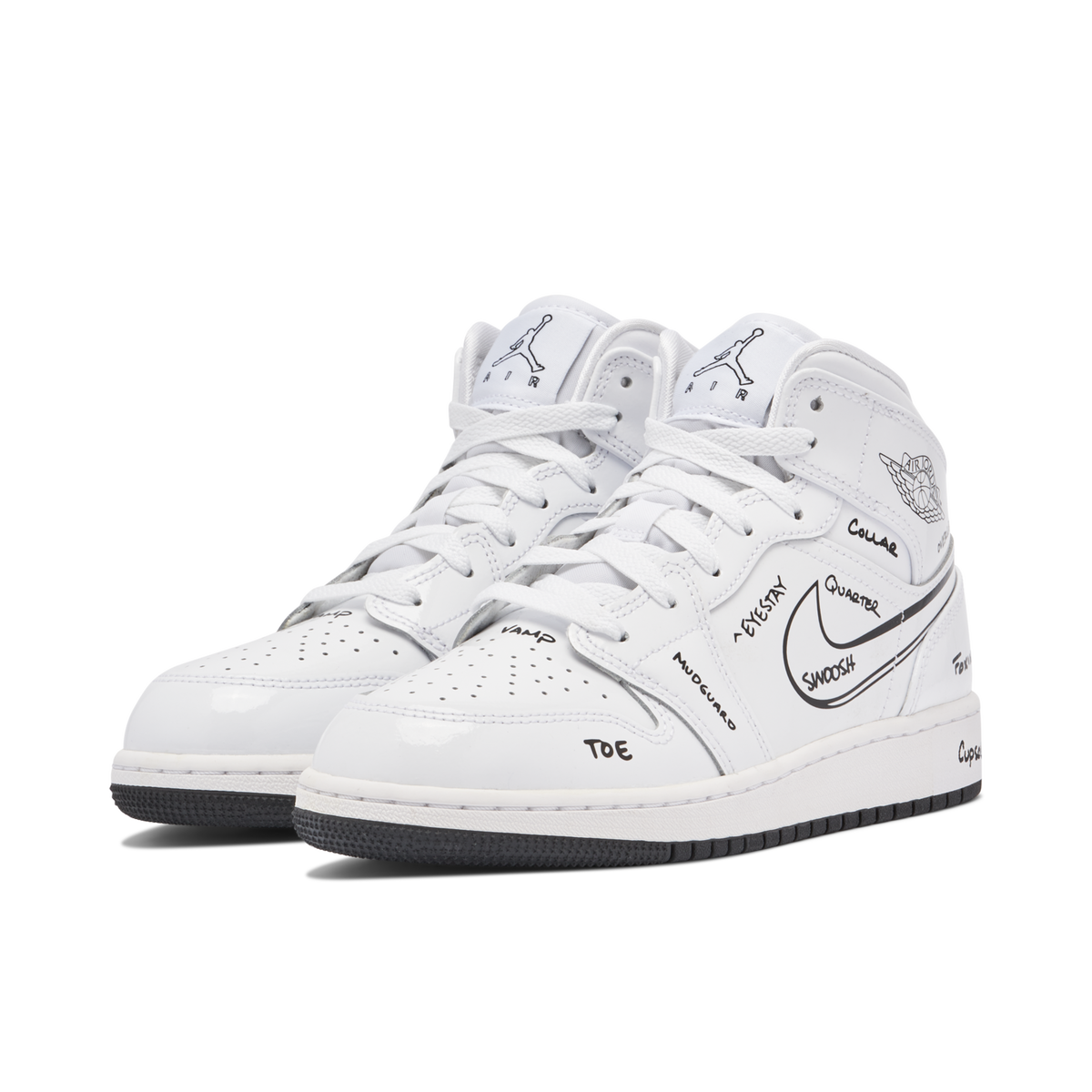 Air Jordan 1 Mid Schematic GS | DQ1864-100 | Laced