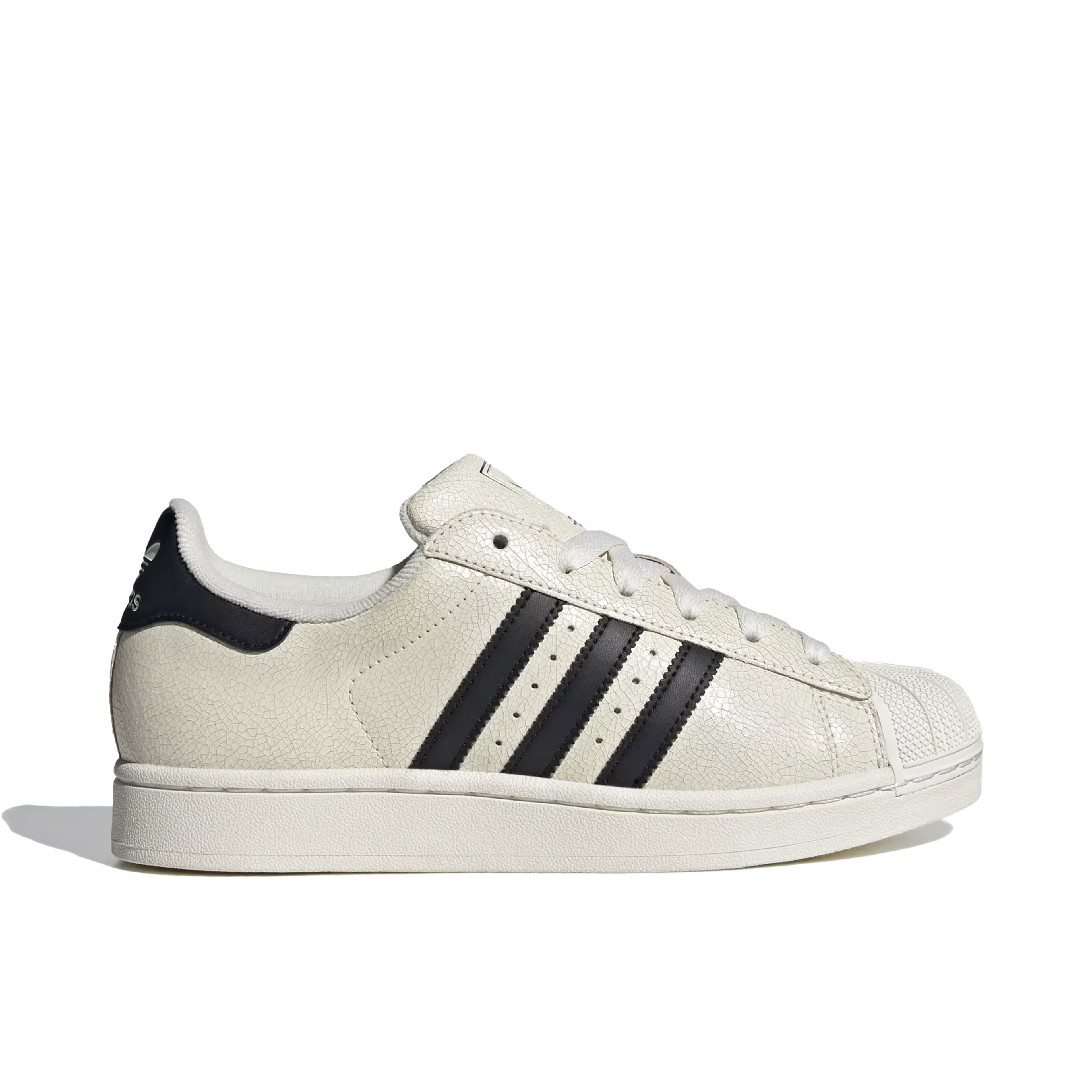 Adidas Superstar II Off White Black Cracked Leather Womens