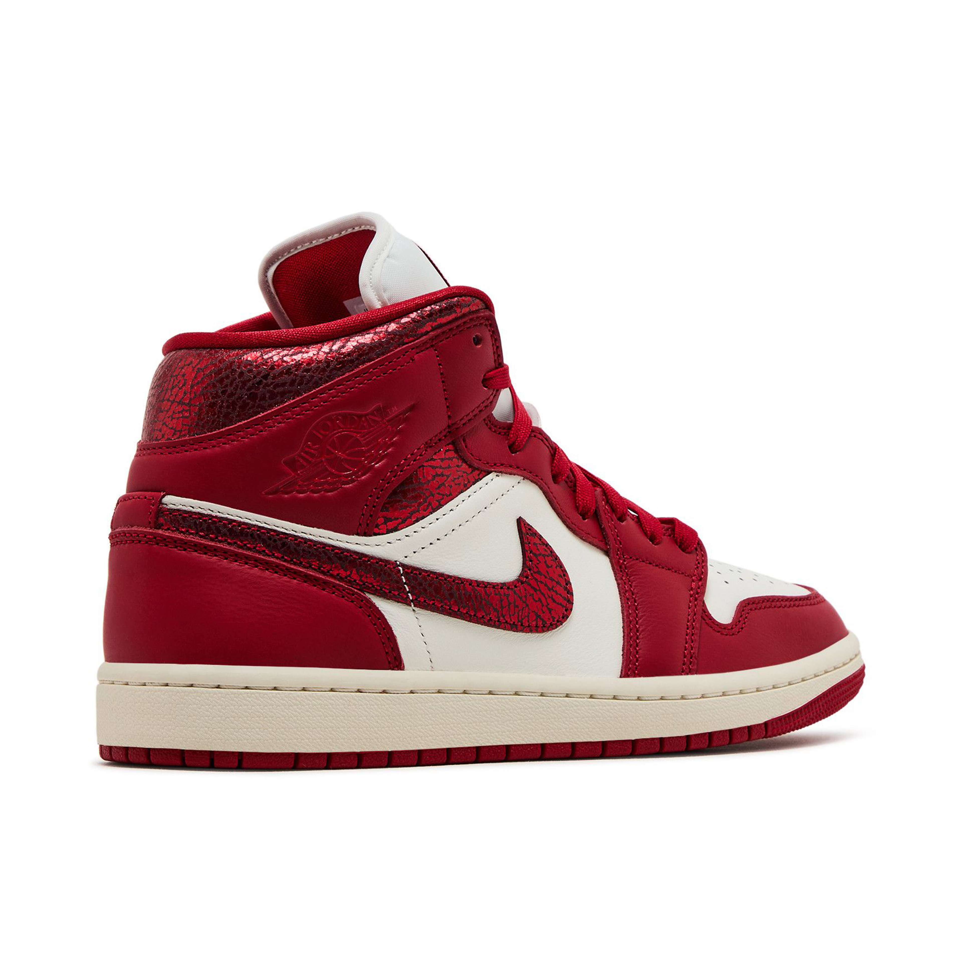 Air Jordan 1 Mid SE Red Cracked Leather Womens
