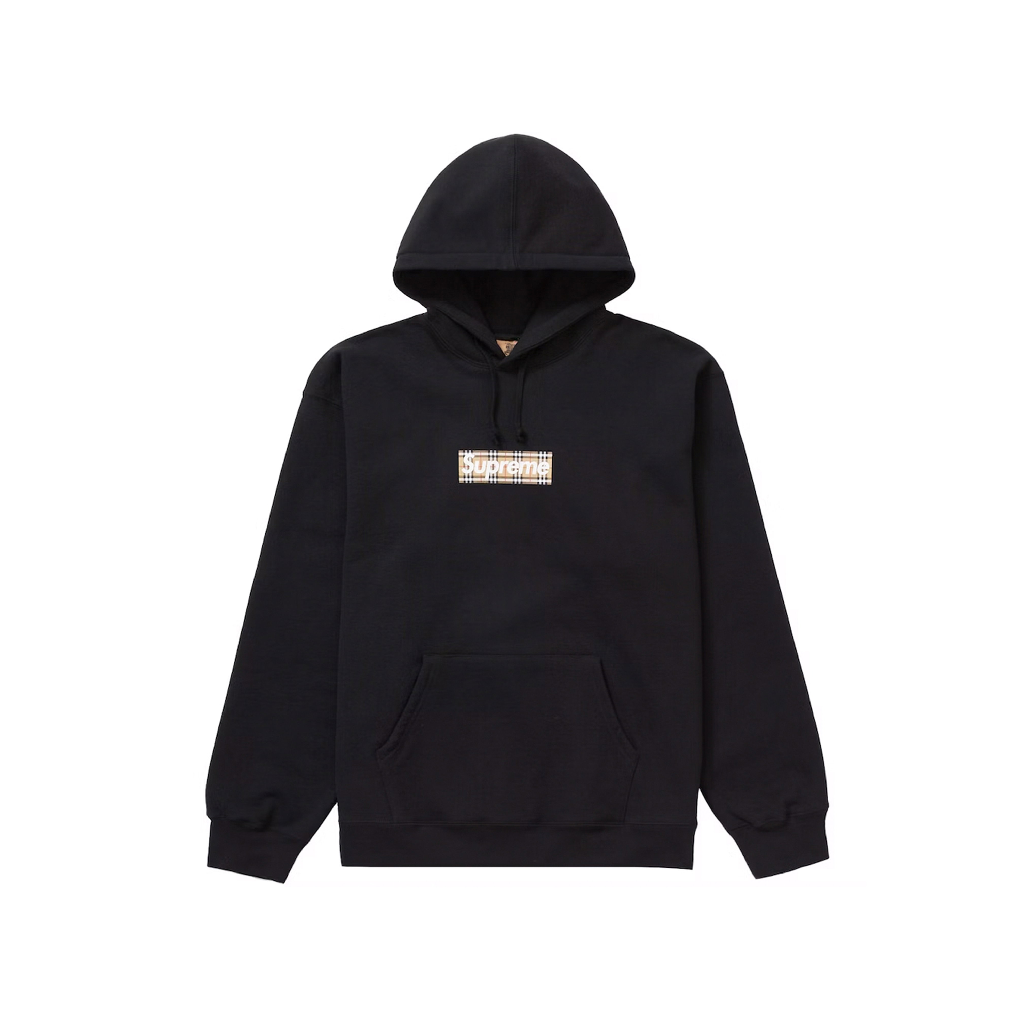 Supreme Burberry Box Logo Hooded Sweatshirt Black | SUPREME-00241