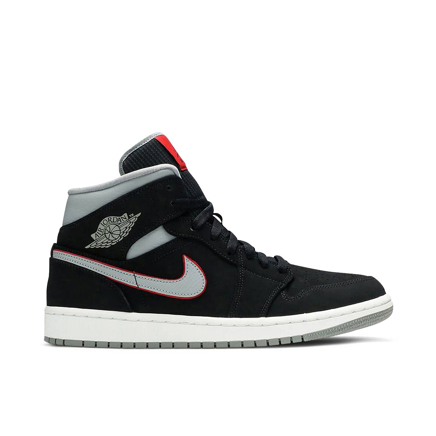 Air Jordan 1 Mid Black Grey Red | 554724-060 | Laced