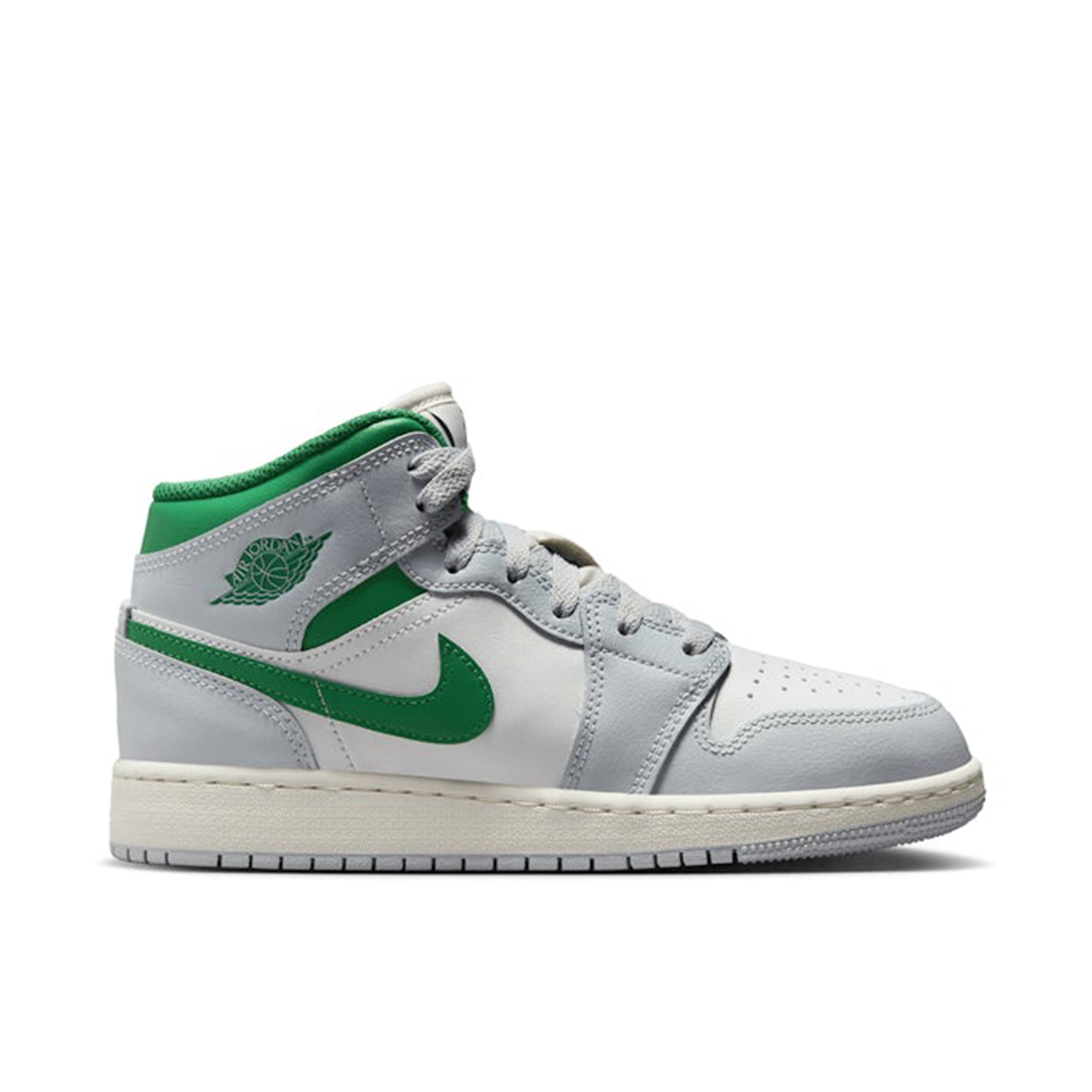 Air Jordan 1 Mid White Pure Platinum Pine Green GS