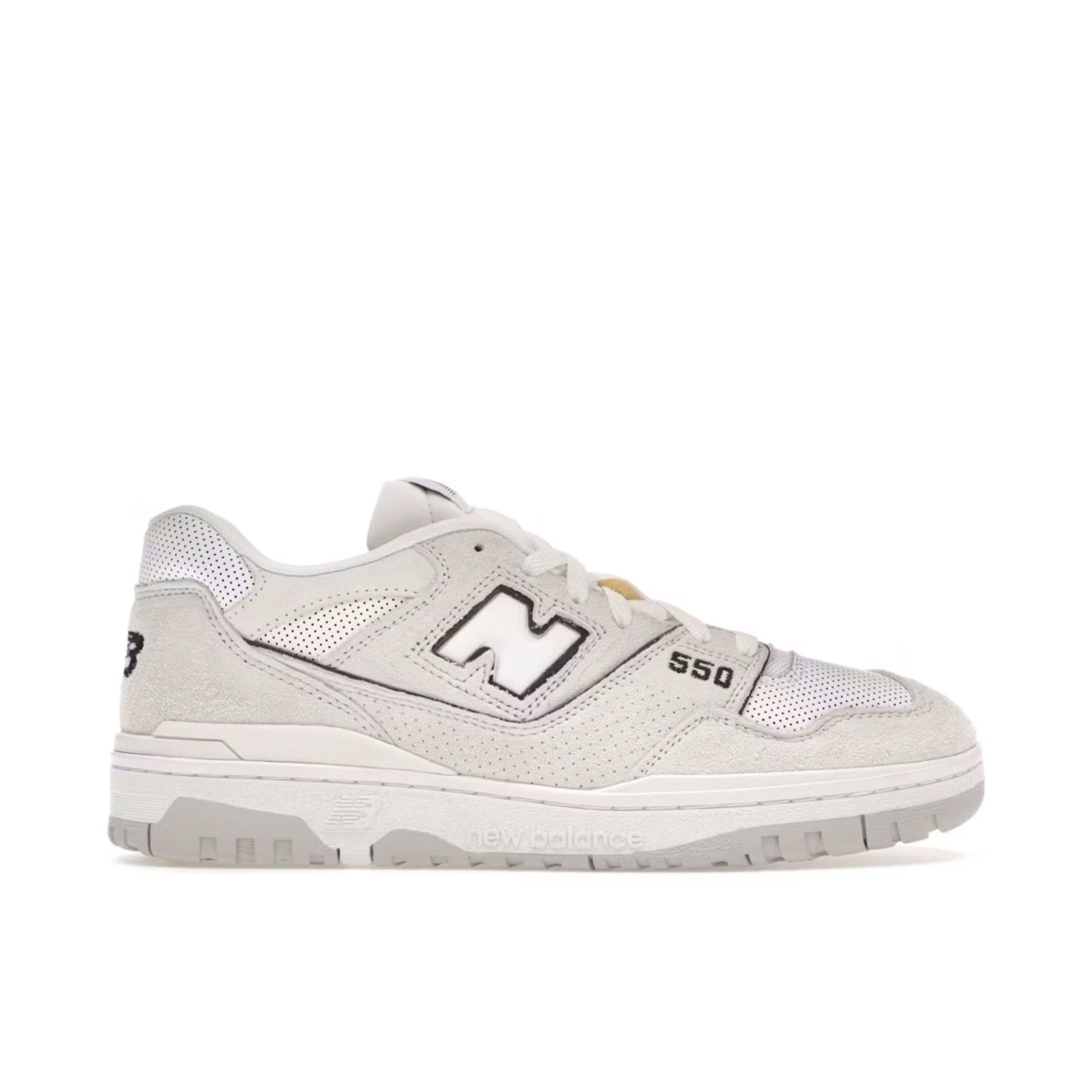 New Balance 550 White Perforated Leather Black