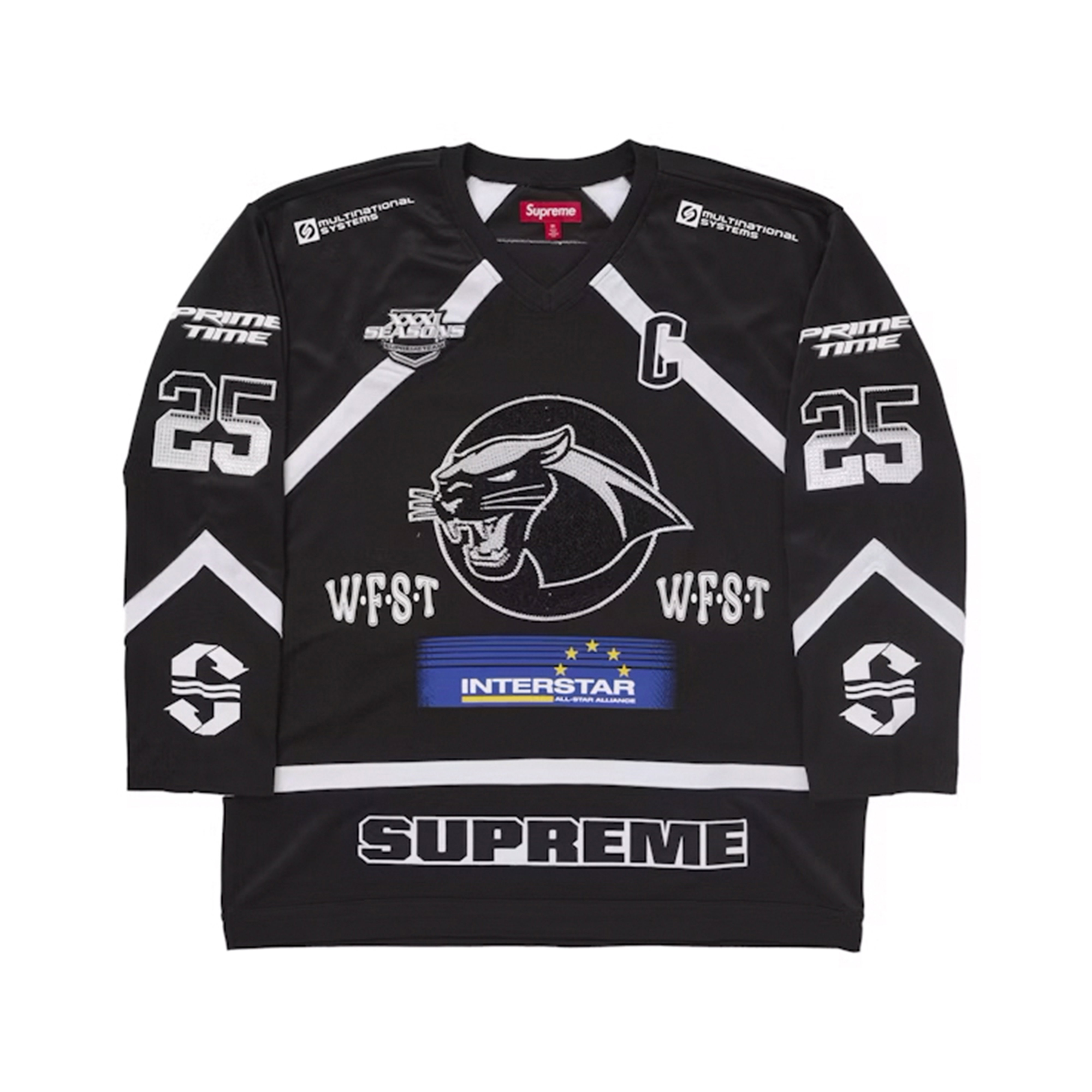 Supreme Rhinestone Hockey Jersey Black | SUPREME-01443 | Laced