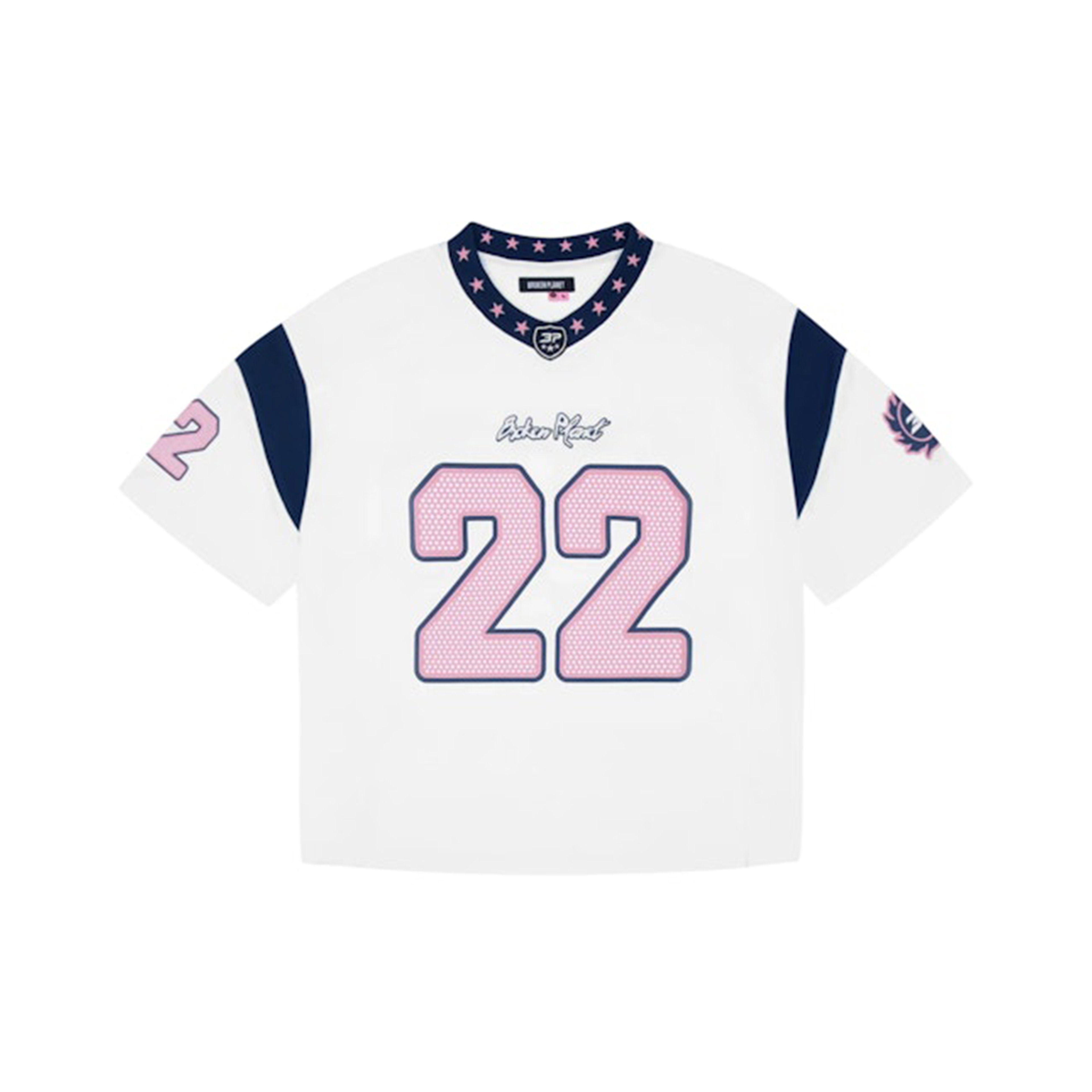 Broken Planet Market All Star Jersey White/Blue/Pink