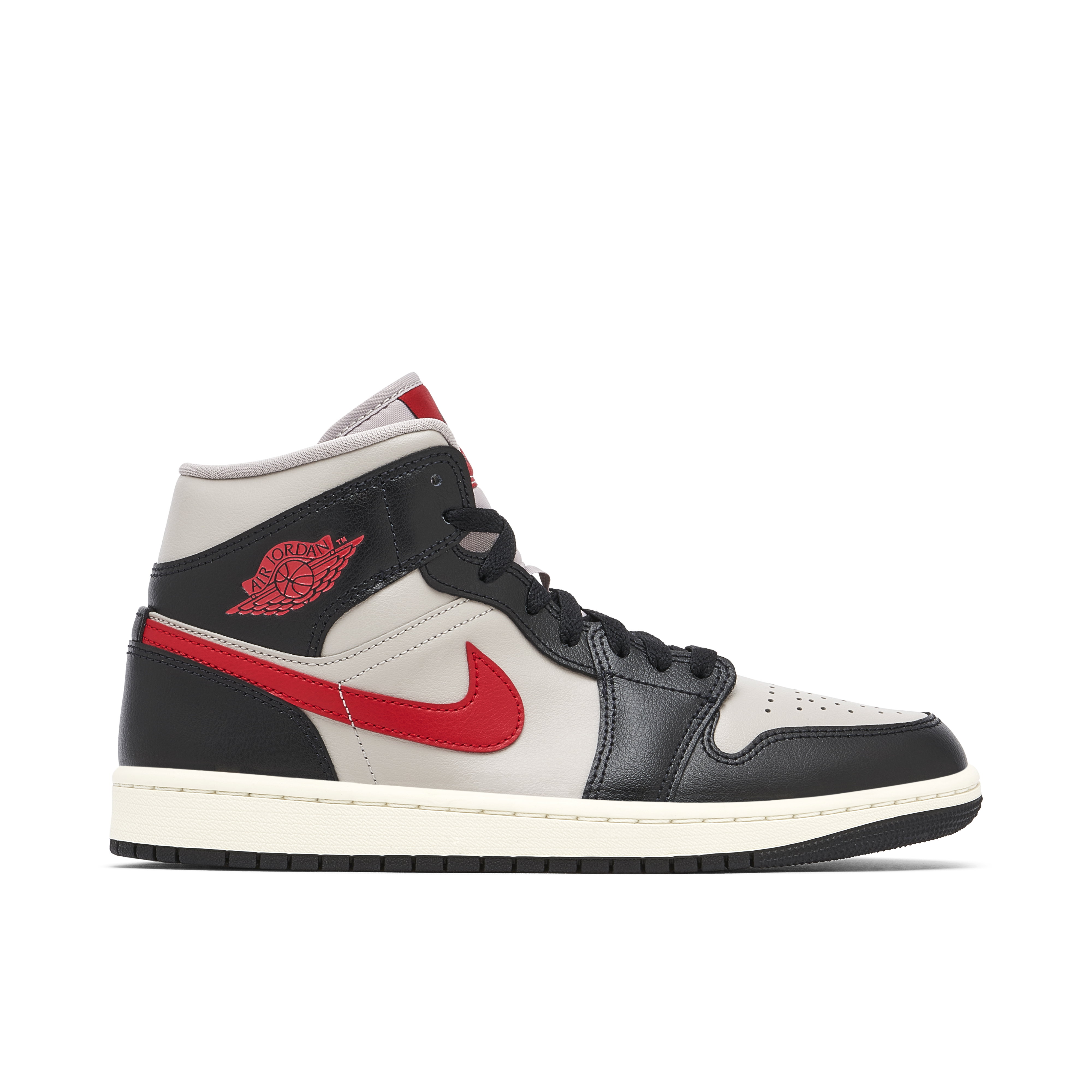 Air Jordan 1 Mid Black College Grey Red Womens | BQ6472-060 | Laced