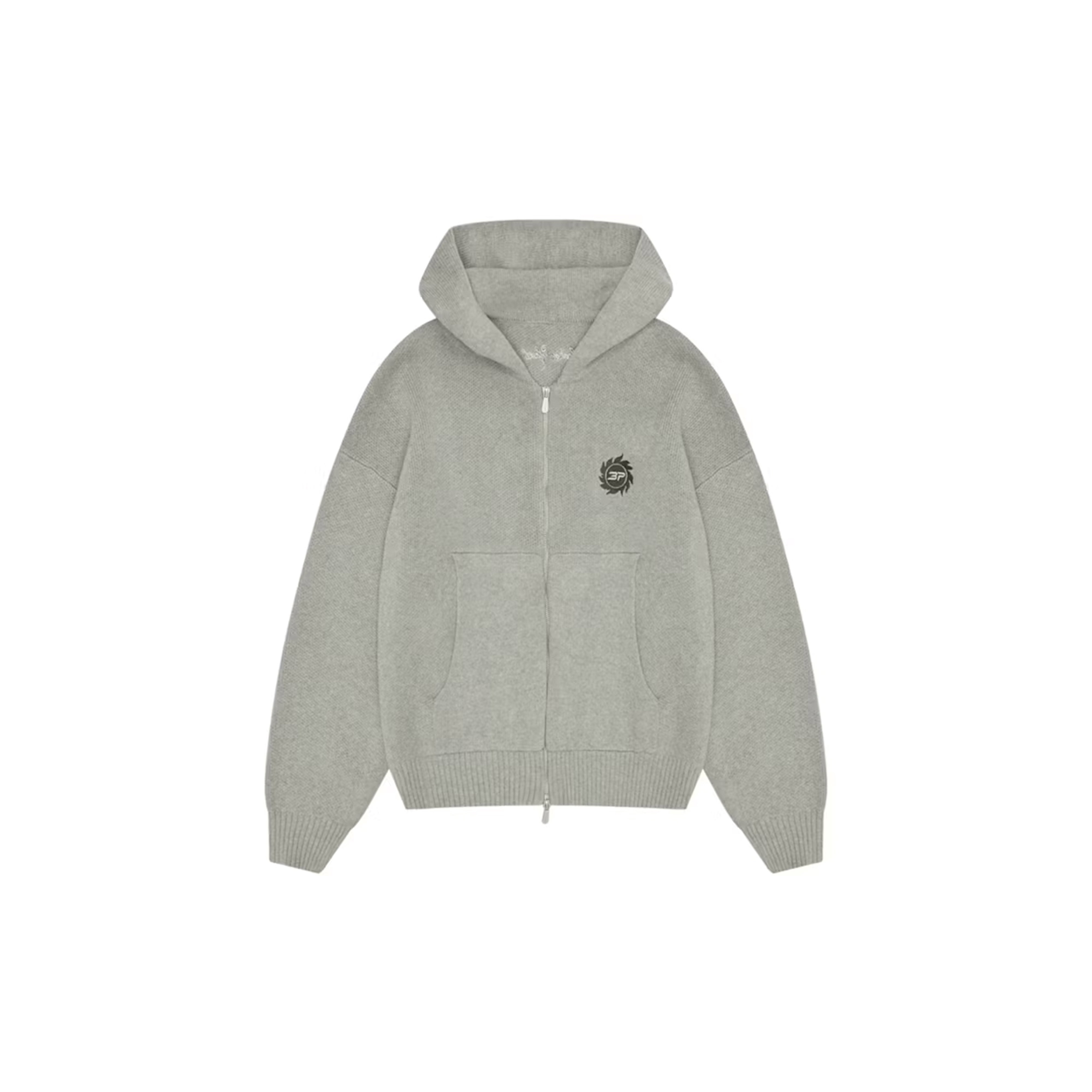Broken Planet Sun Logo Knit Zip-Up Hoodie Heather Grey | BROKEN