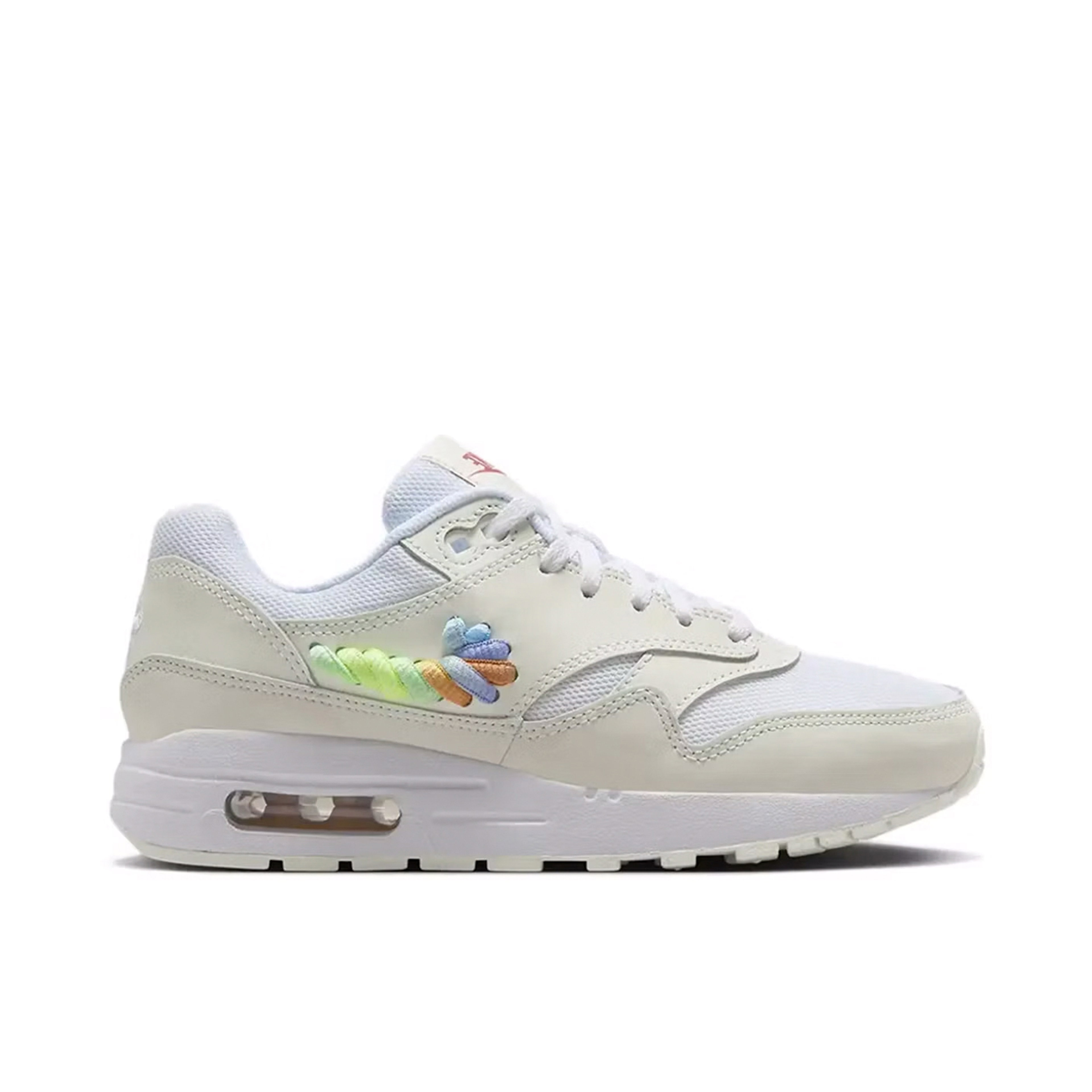 Nike Air Max 1 SE White Rainbow Lace Swoosh GS