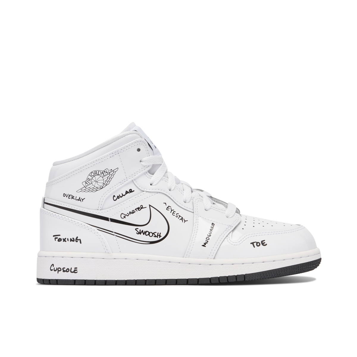 Air Jordan 1 Mid Schematic GS | DQ1864-100 | Laced