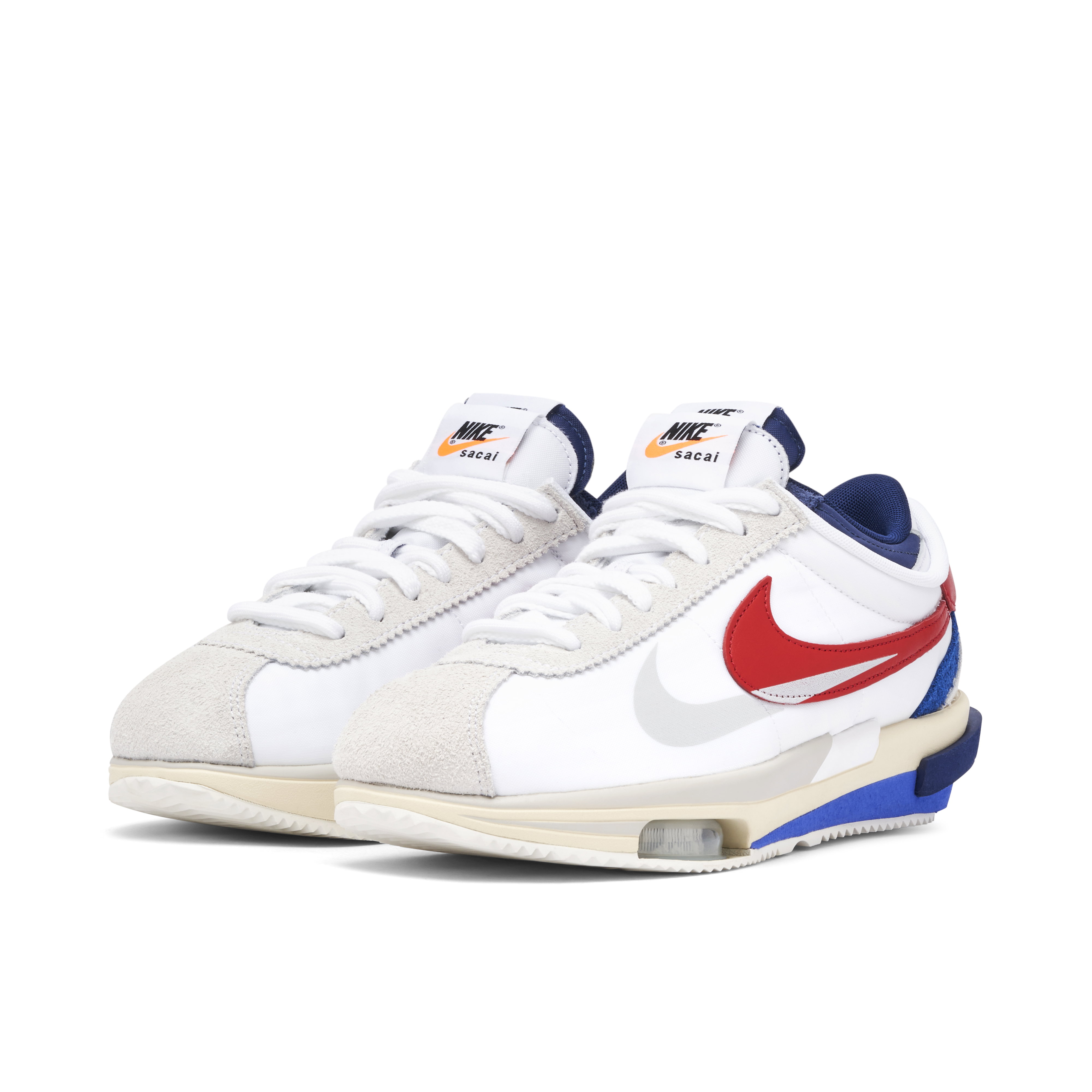 Nike Cortez 4.0 x sacai White University Red Blue | DQ0581-100 | Laced