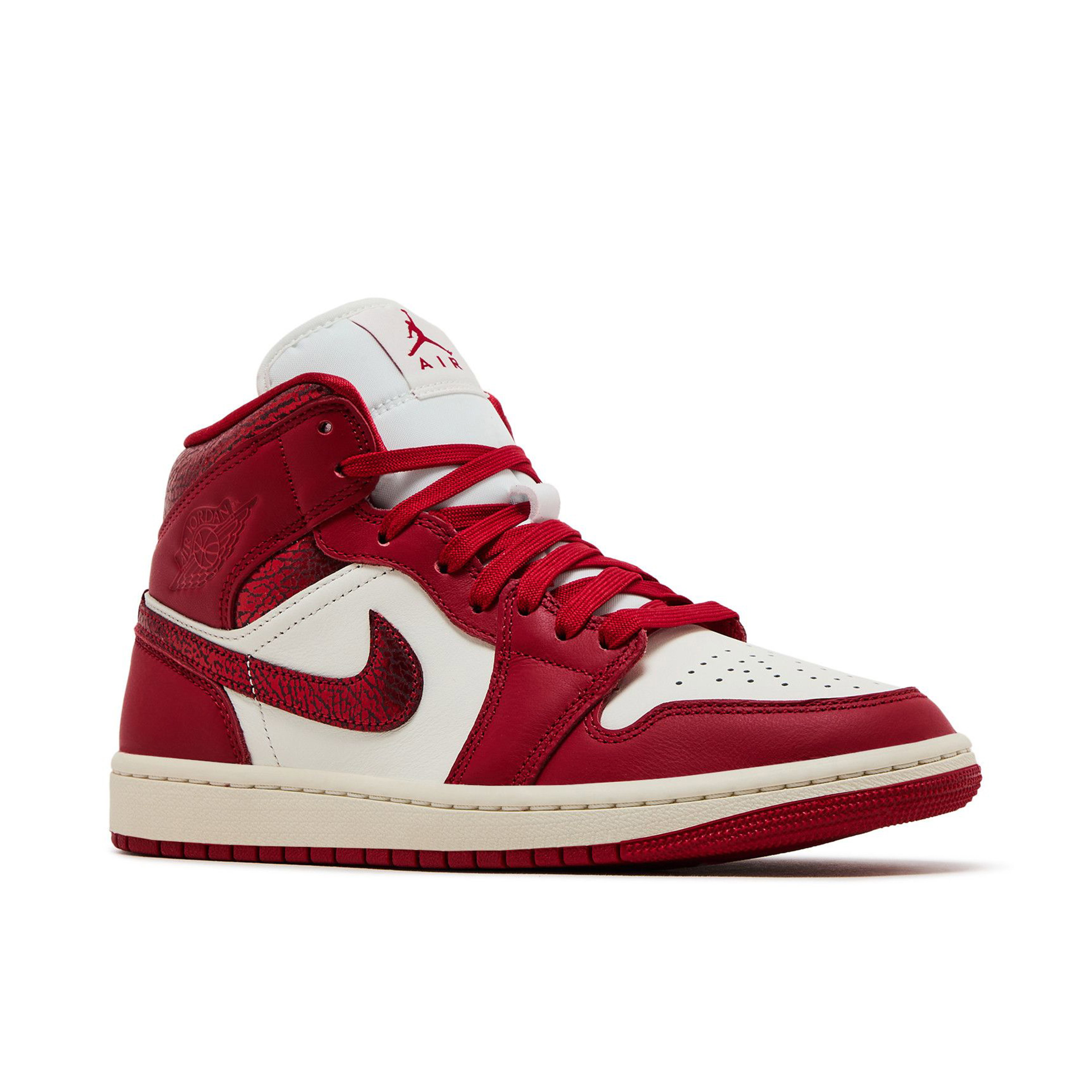Air Jordan 1 Mid SE Red Cracked Leather Womens