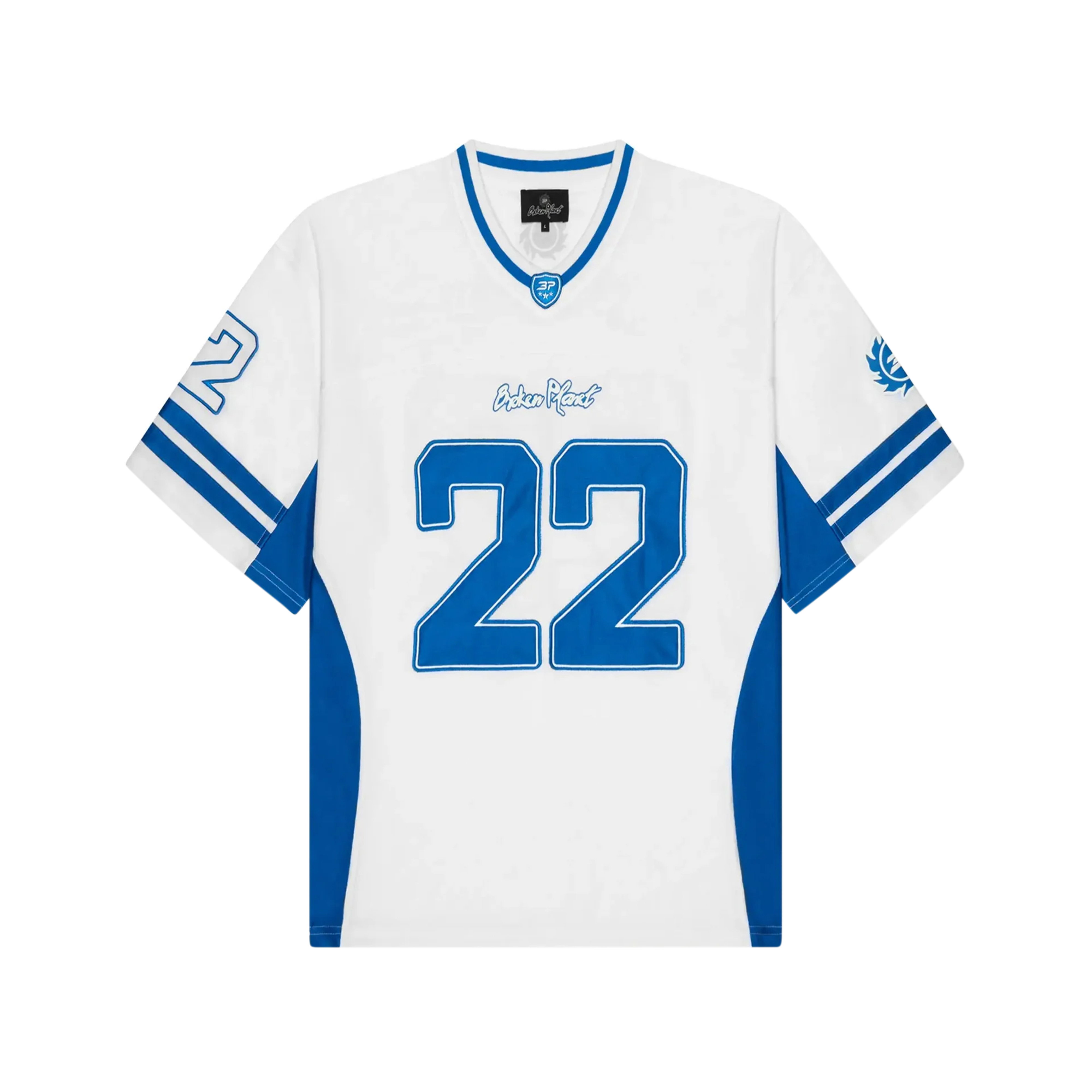 Broken Planet White Blue Football Jersey | BROKEN-PLANET-00201 | Laced