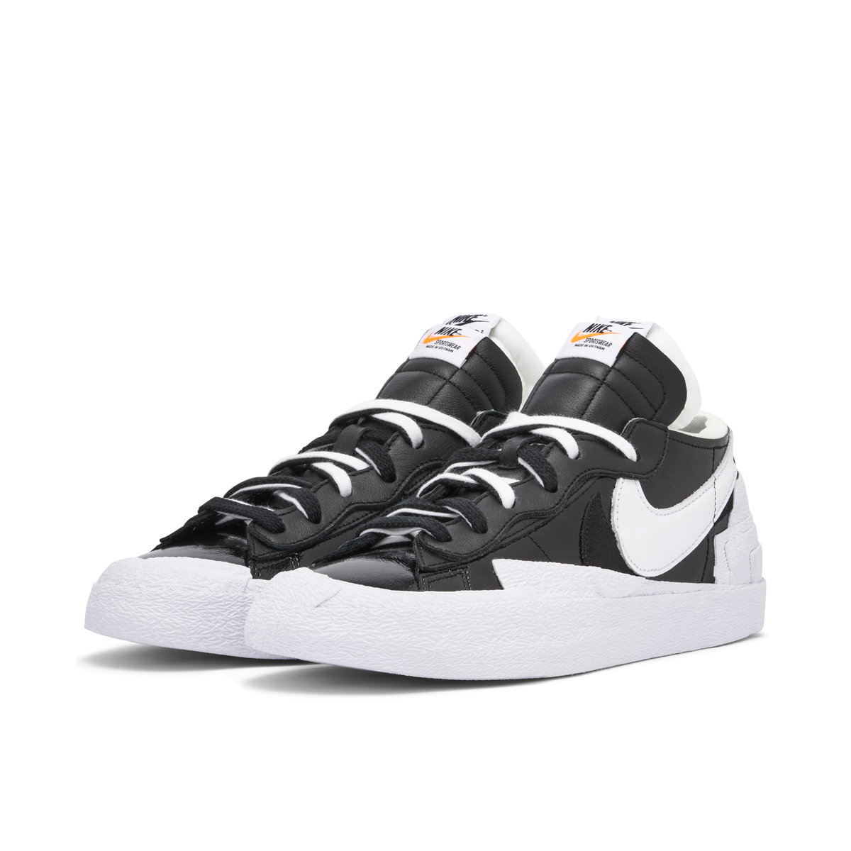 sacai x Nike Blazer Low Black White Patent | DM6443-001 | Laced