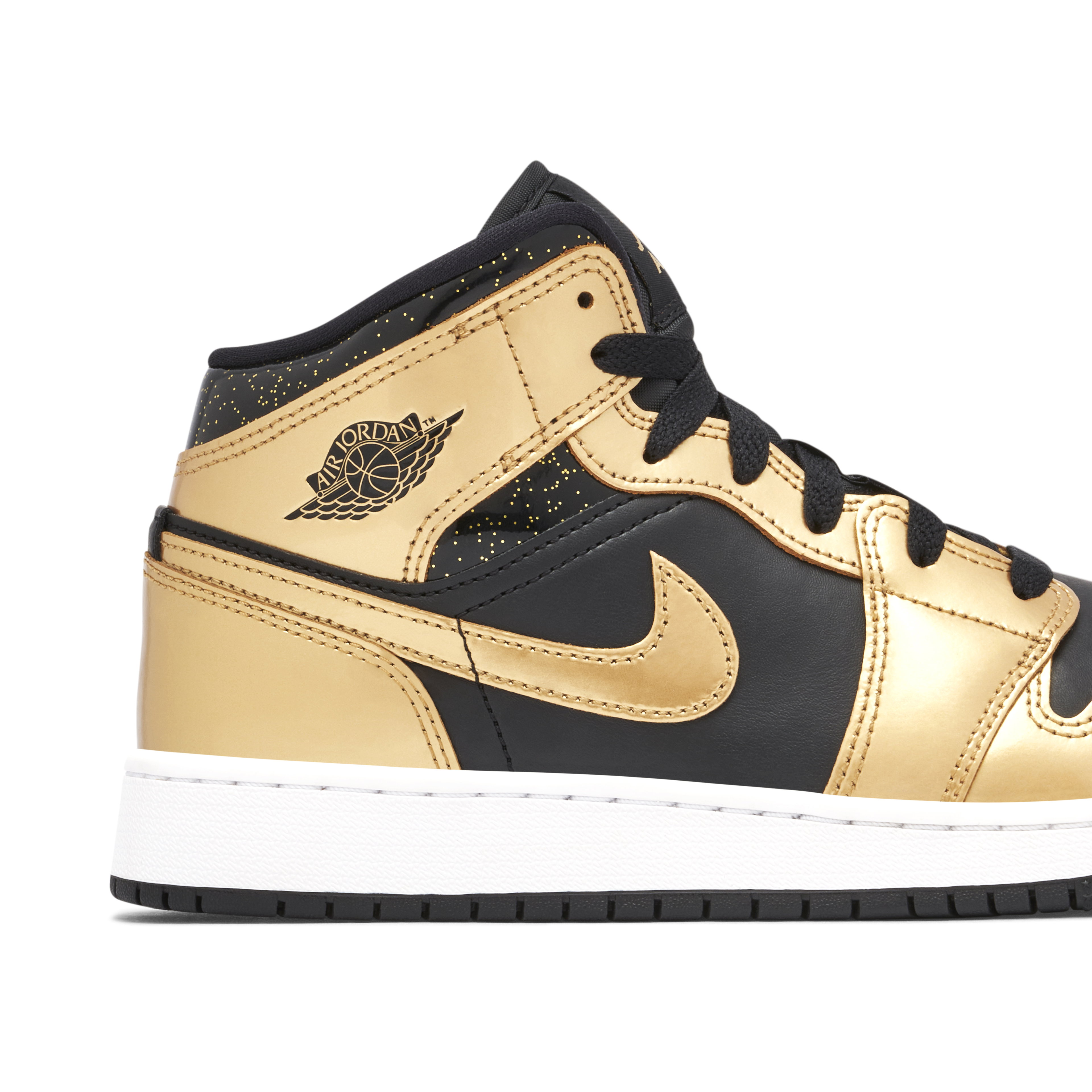 Air Jordan 1 Mid SE Glitter Black Gold GS