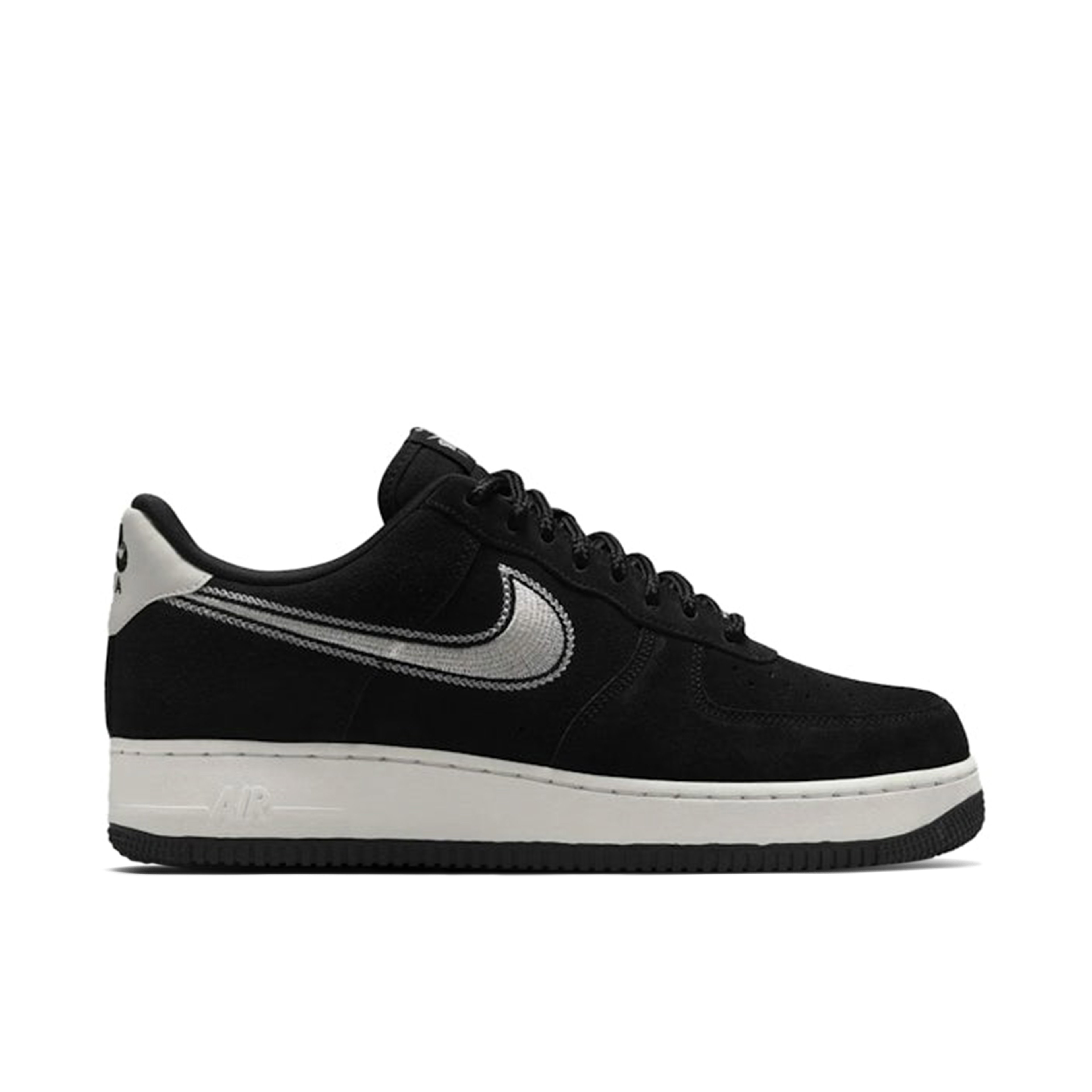 Nike Air Force 1 Low '07 LV8 Black Sail Embroidered Swoosh
