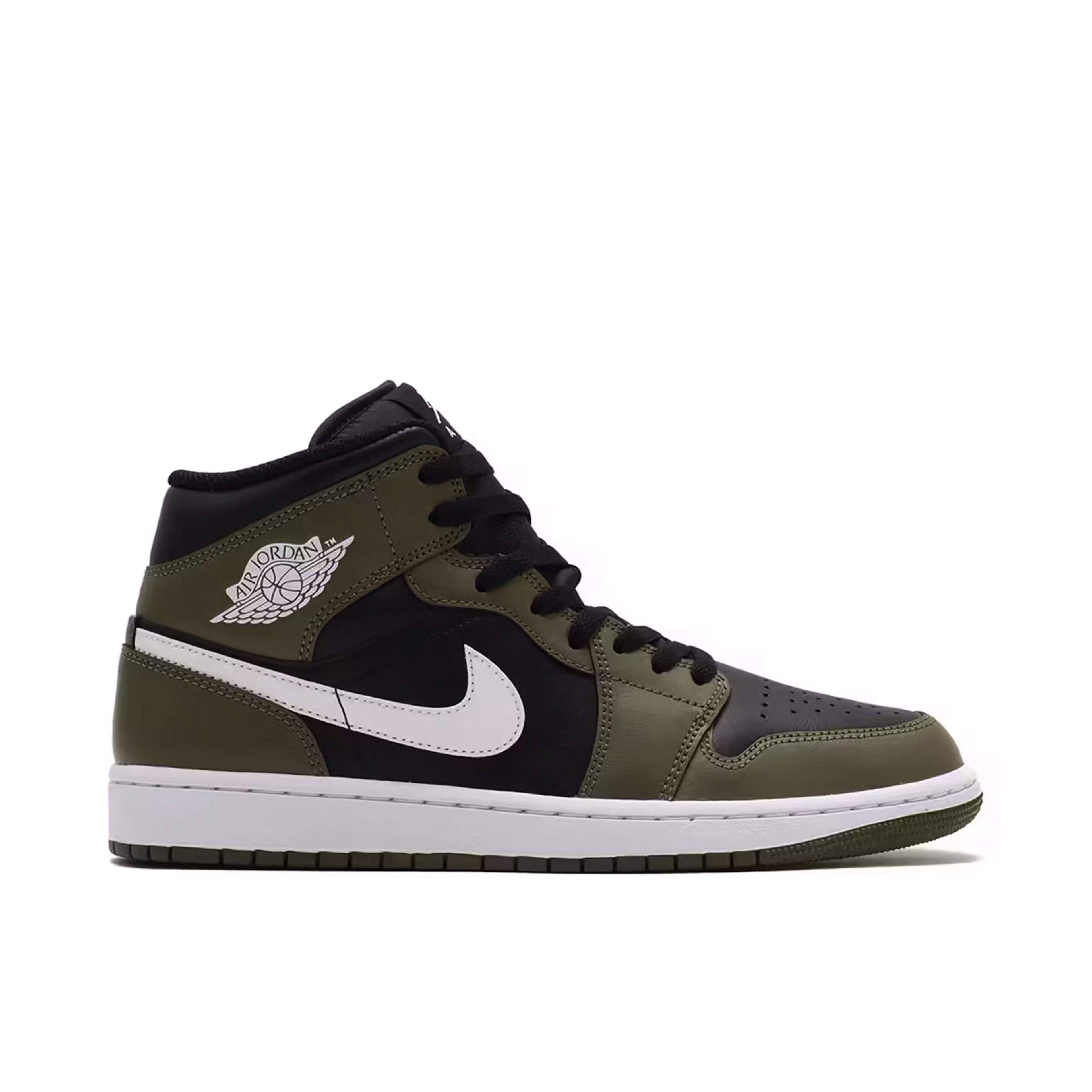 Air Jordan 1 Mid Black White Olive