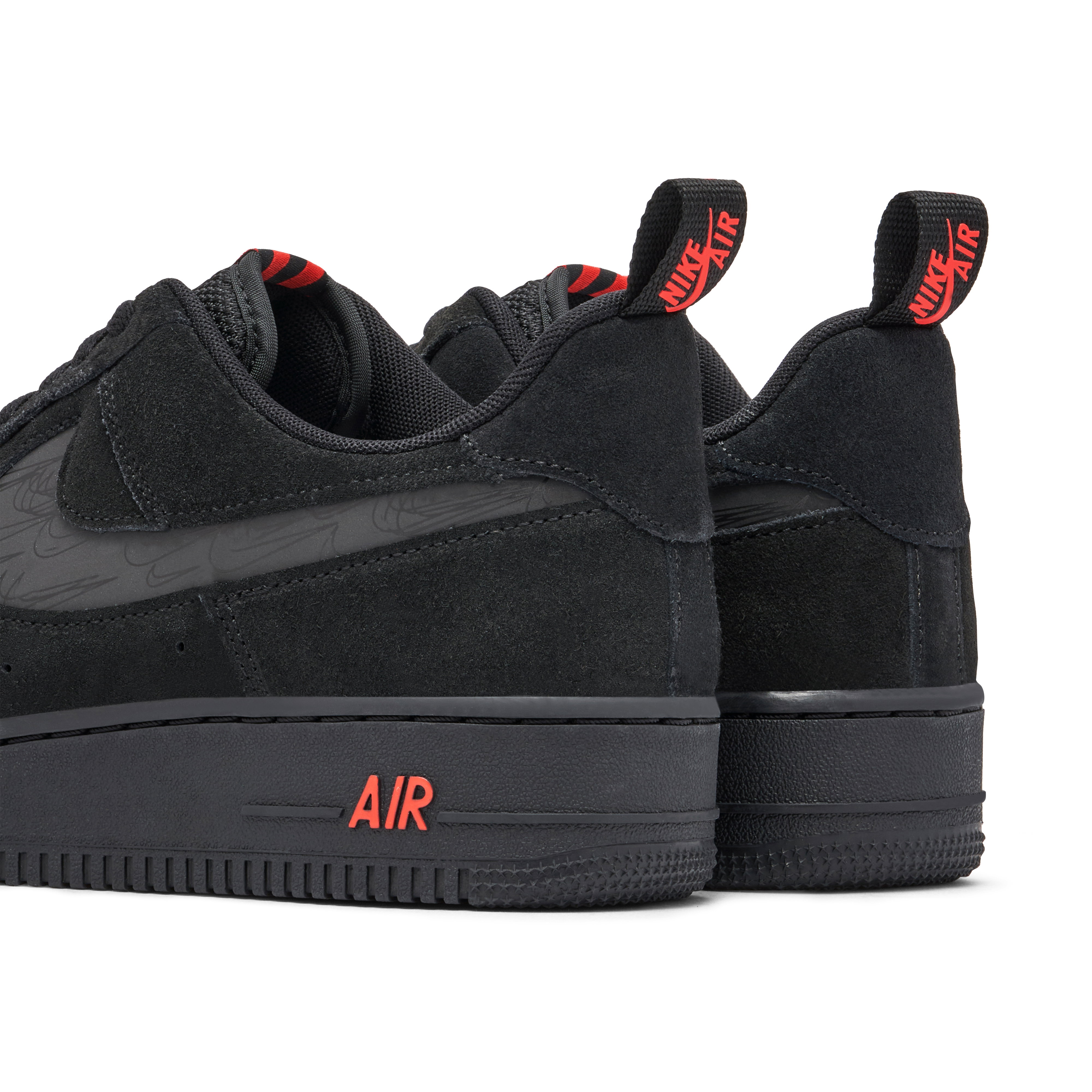 Nike Air Force 1 07 LV8 Reflective Swoosh Black Crimson | DZ4514