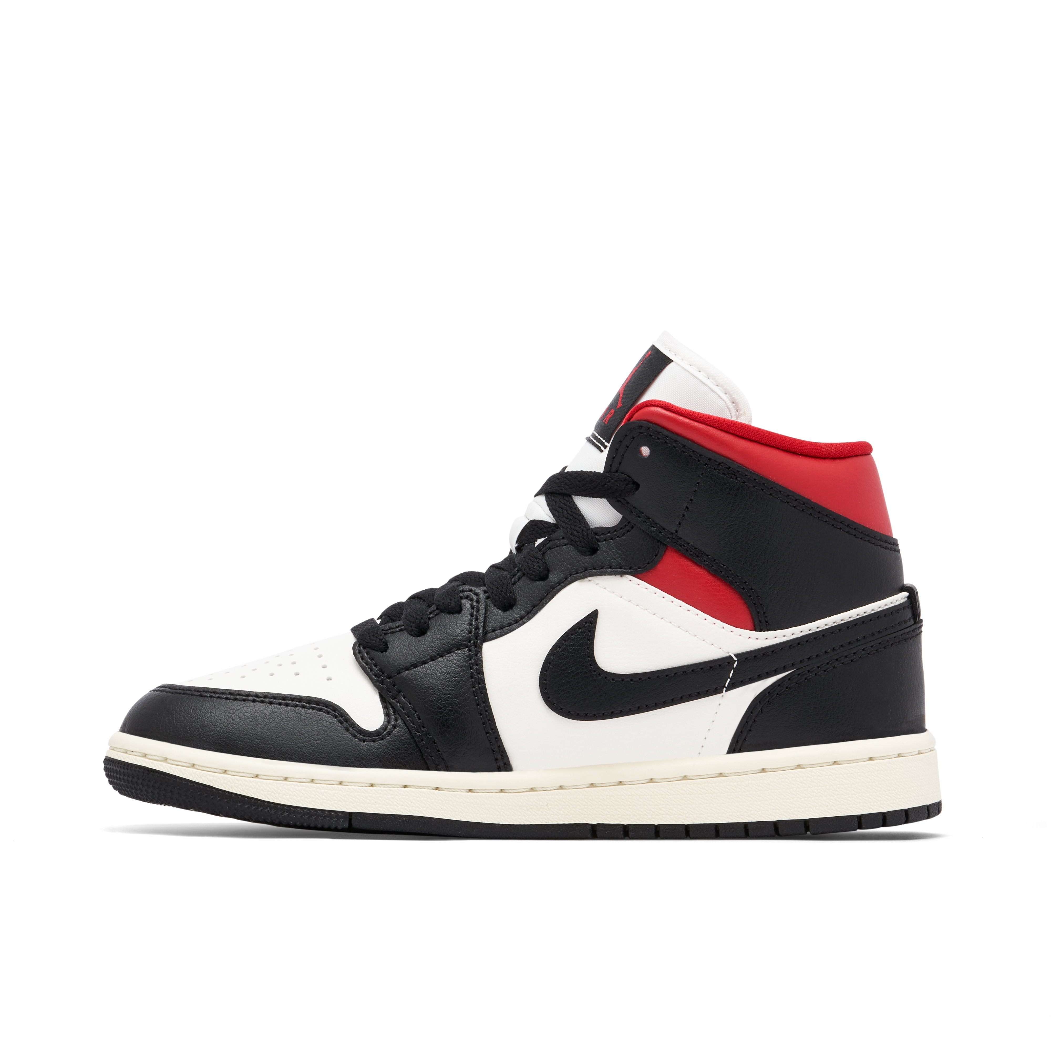 Air Jordan 1 Mid Black White Gym Red Womens | BQ6472-061 | Laced
