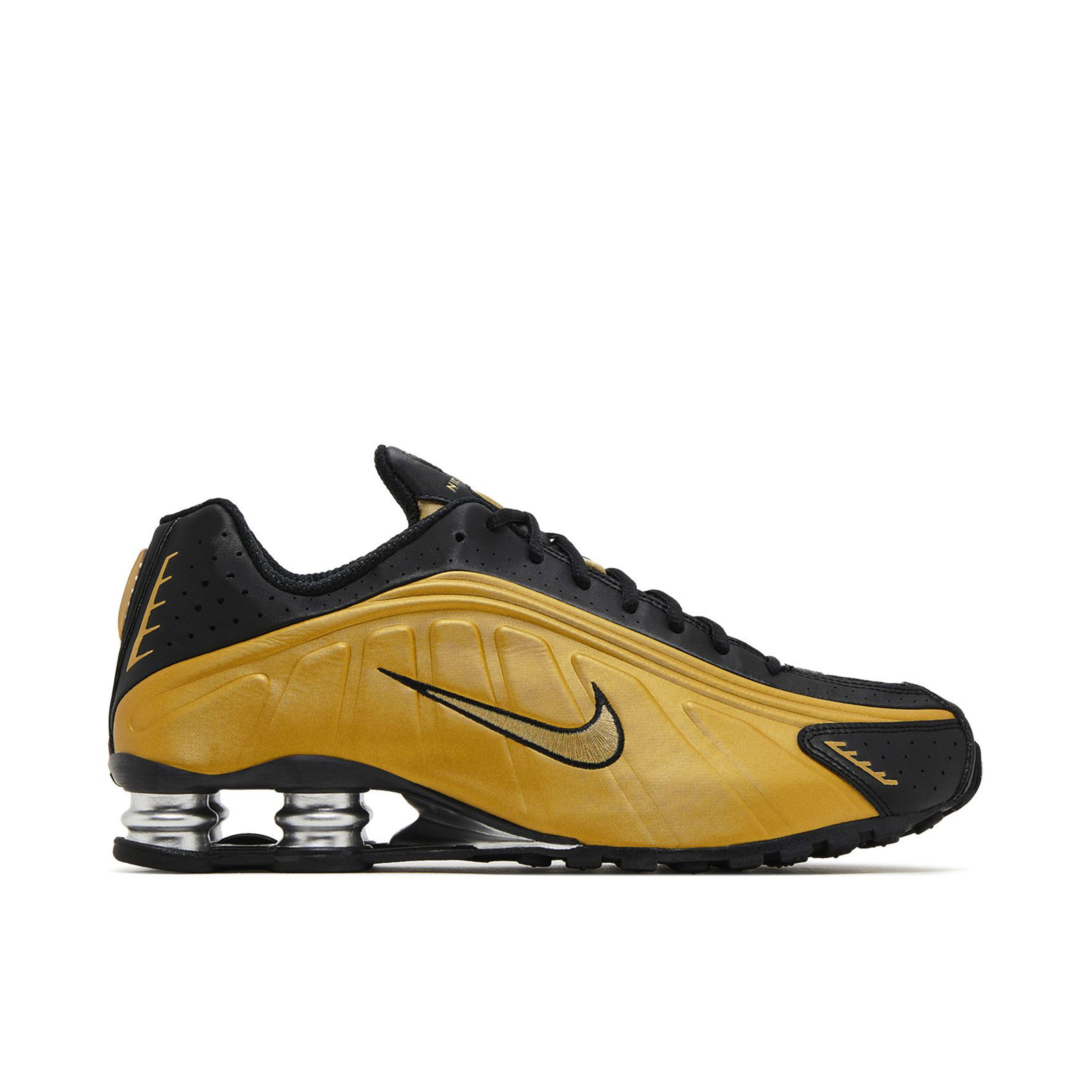 Nike Shox R4 Black Metallic Gold Womens