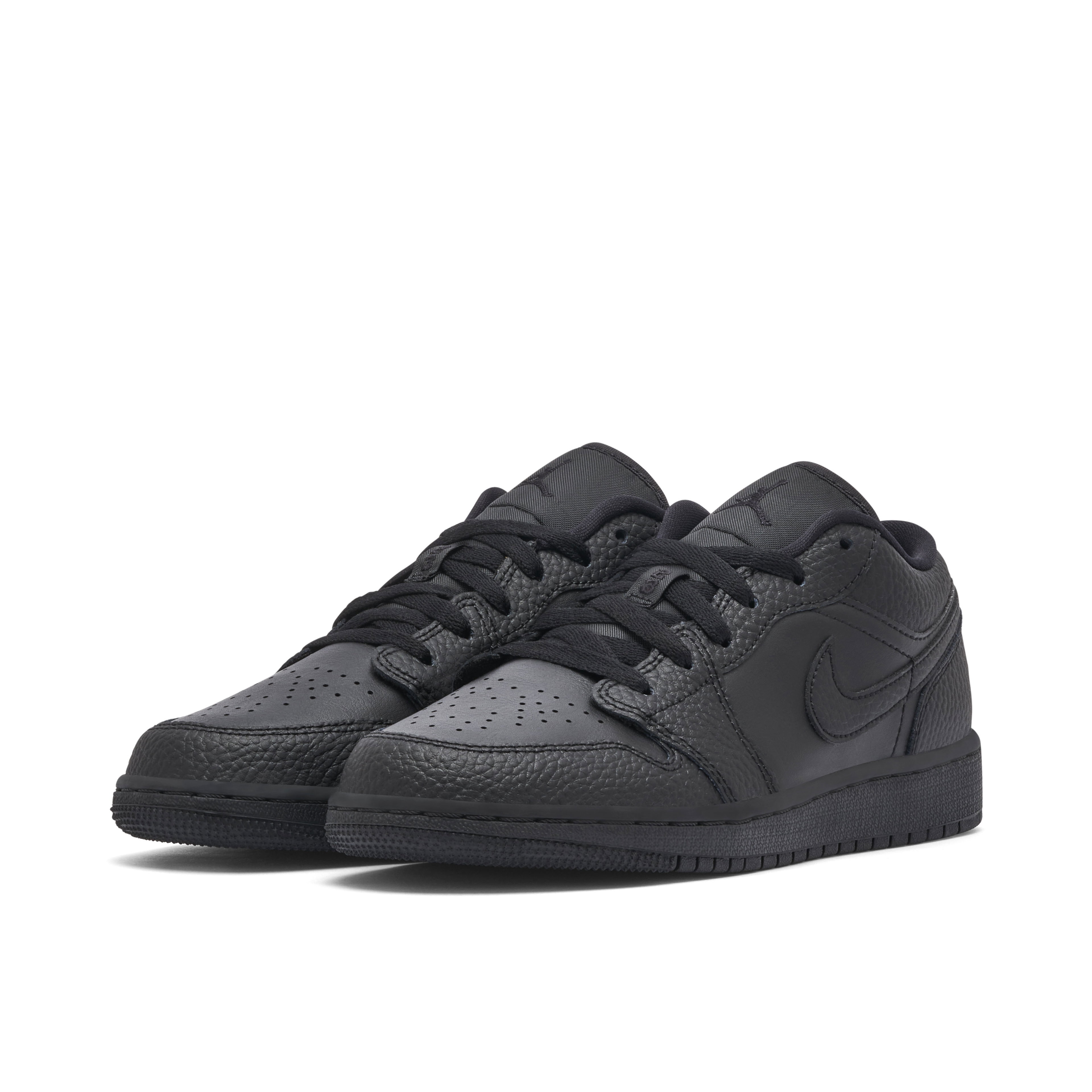 Air Jordan 1 Low Triple Black Tumbled Leather GS