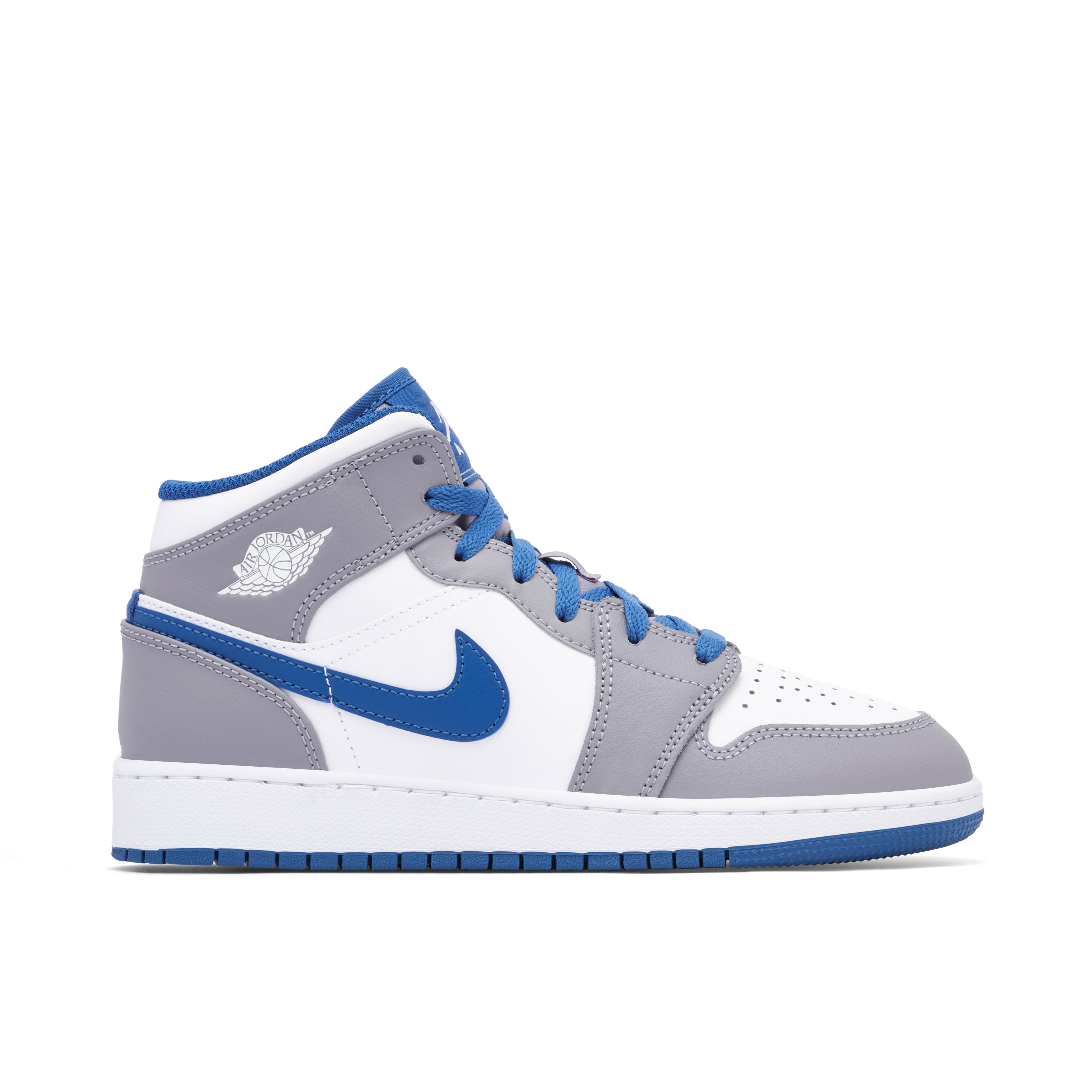 Air Jordan 1 Mid White True Blue Grey GS