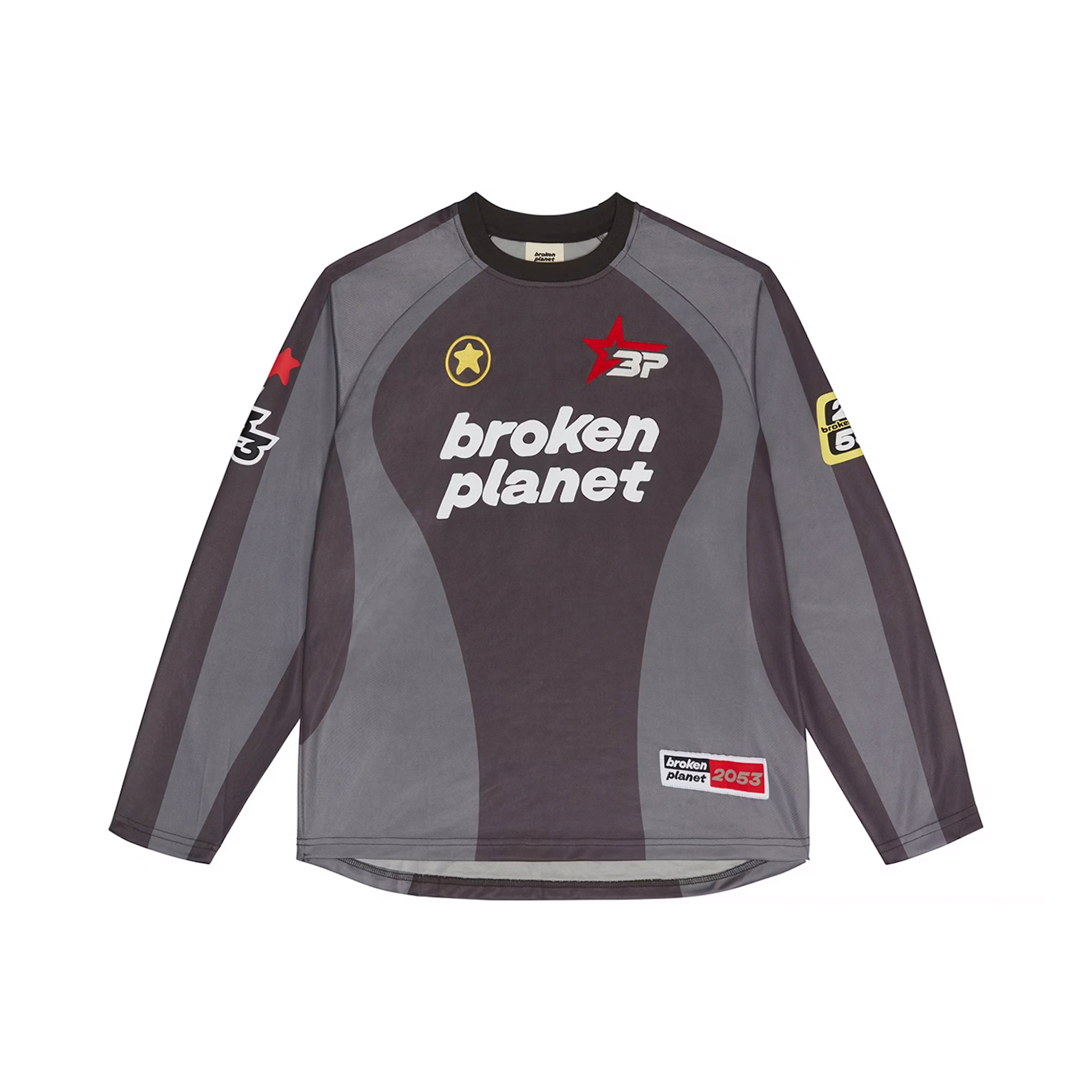 Broken Planet Football Long Sleeve Tee Black/Gray