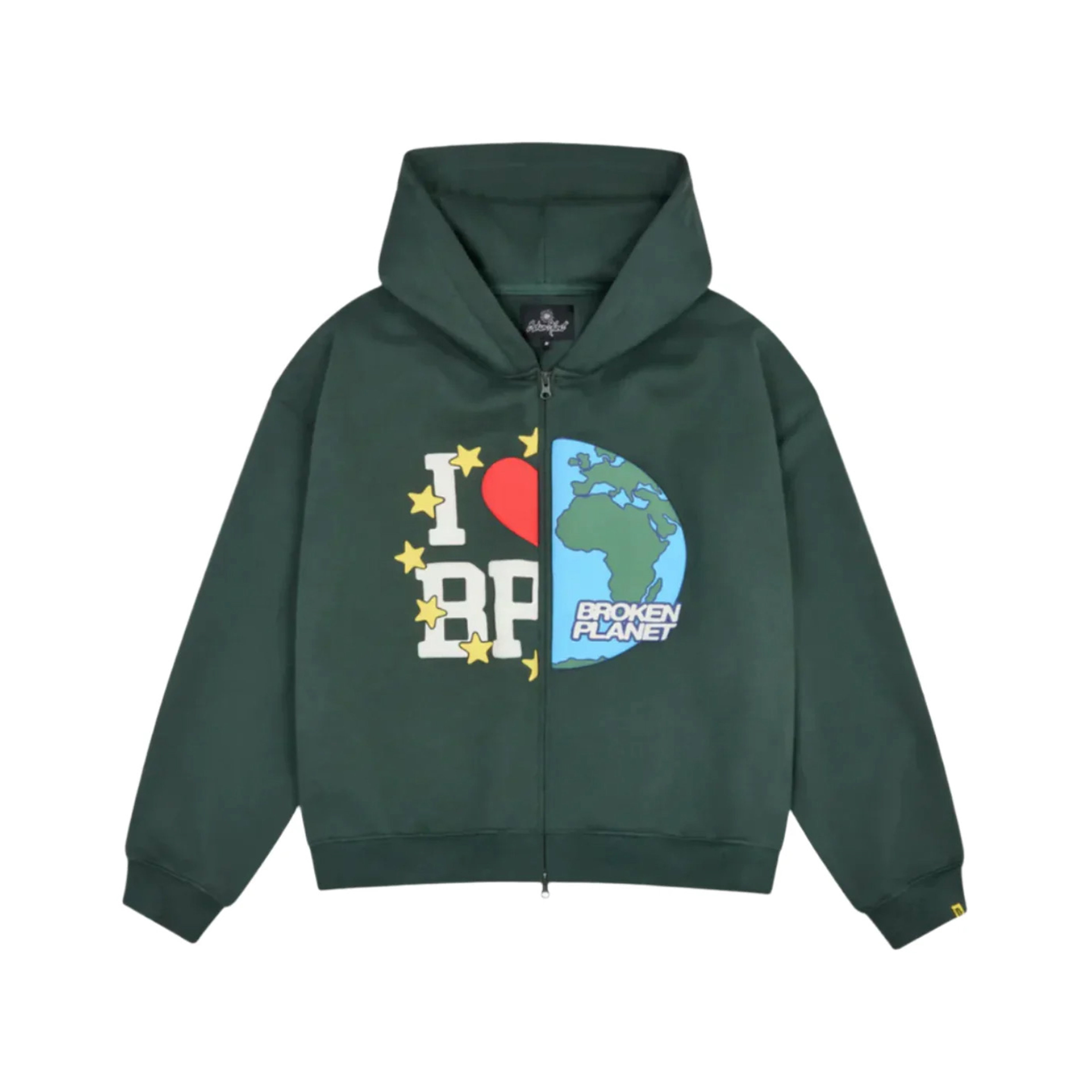 Broken Planet My Planet Zip Up Hoodie Emerald Green