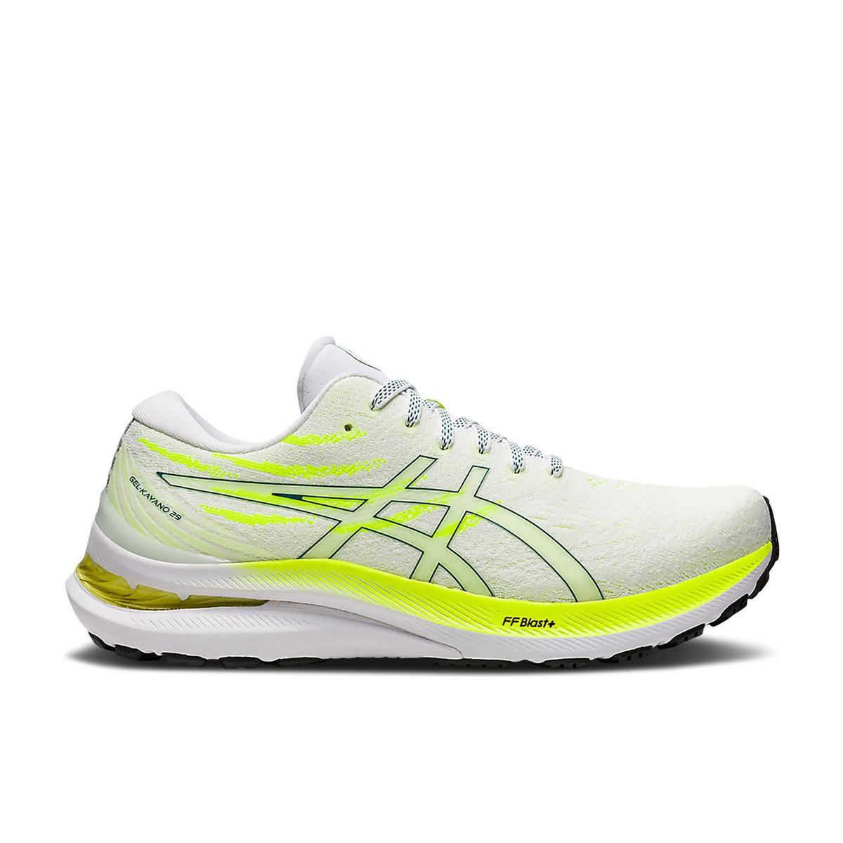 ASICS Gel-Kayano 29 White Velvet Pine Safety Yellow Womens