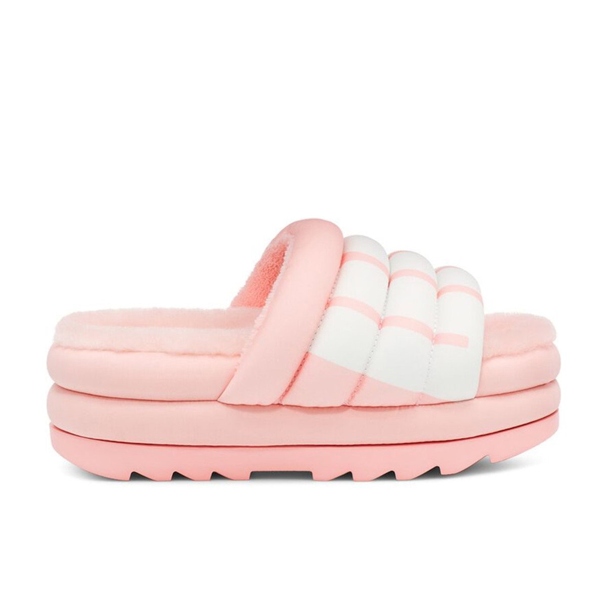 UGG Maxi Slide Logo Pink Scallop Womens