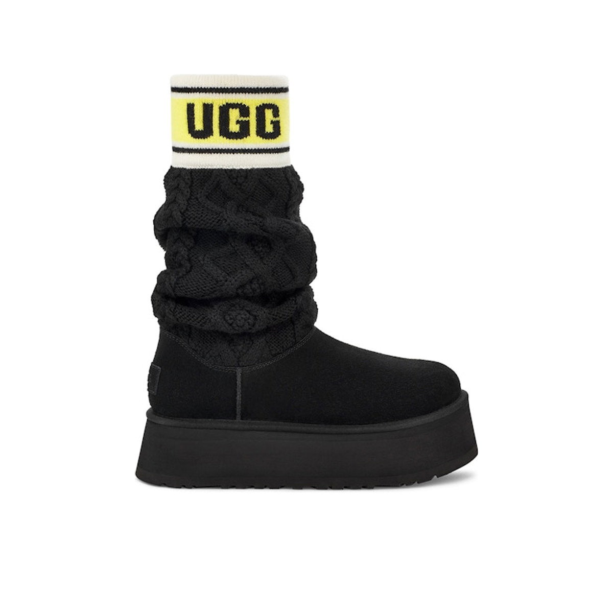 UGG Classic Sweater Letter Boot Black Womens