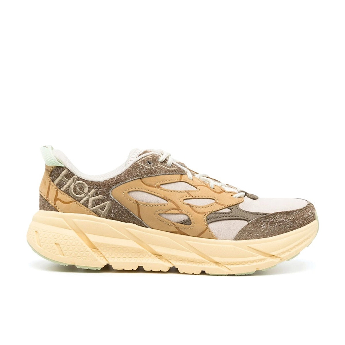 Hoka One One Clifton L Suede Elite Terrain System Oat Milk Pollen
