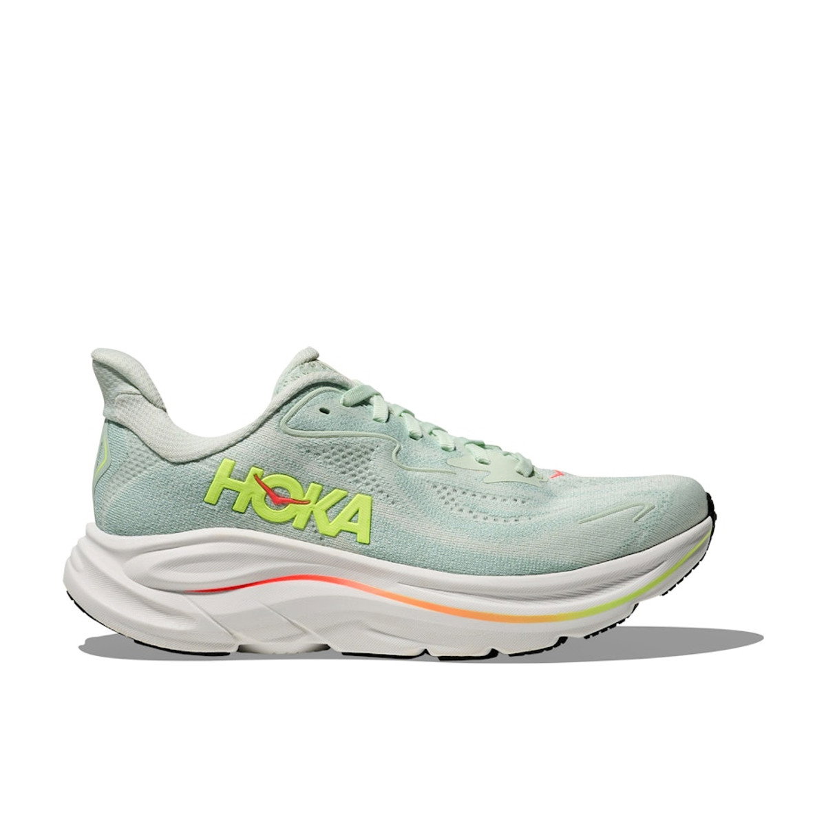 Hoka One One Clifton 10 Sea Glass Neon Flame Womens