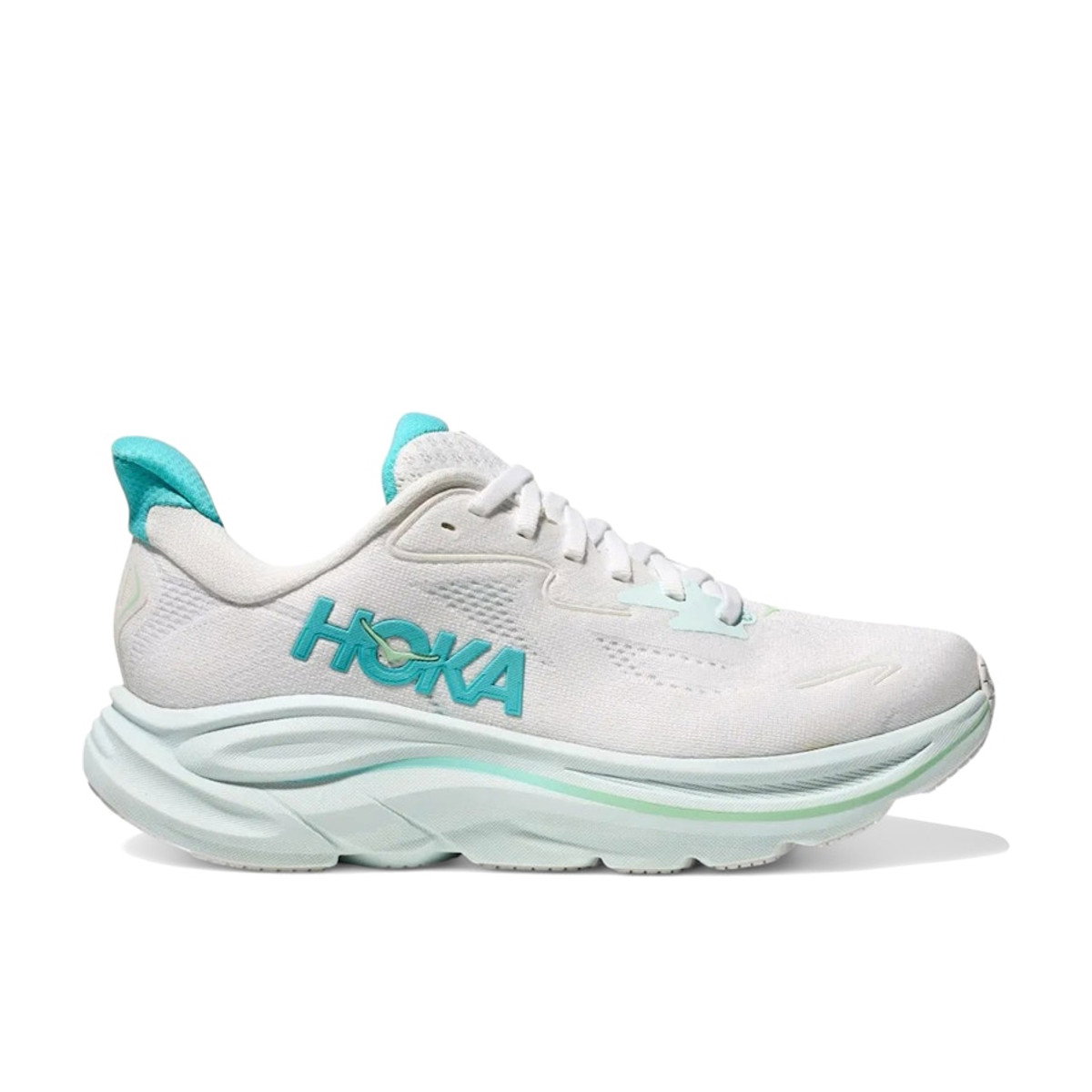 Hoka One One Clifton 10 White Cielo Blue Womens