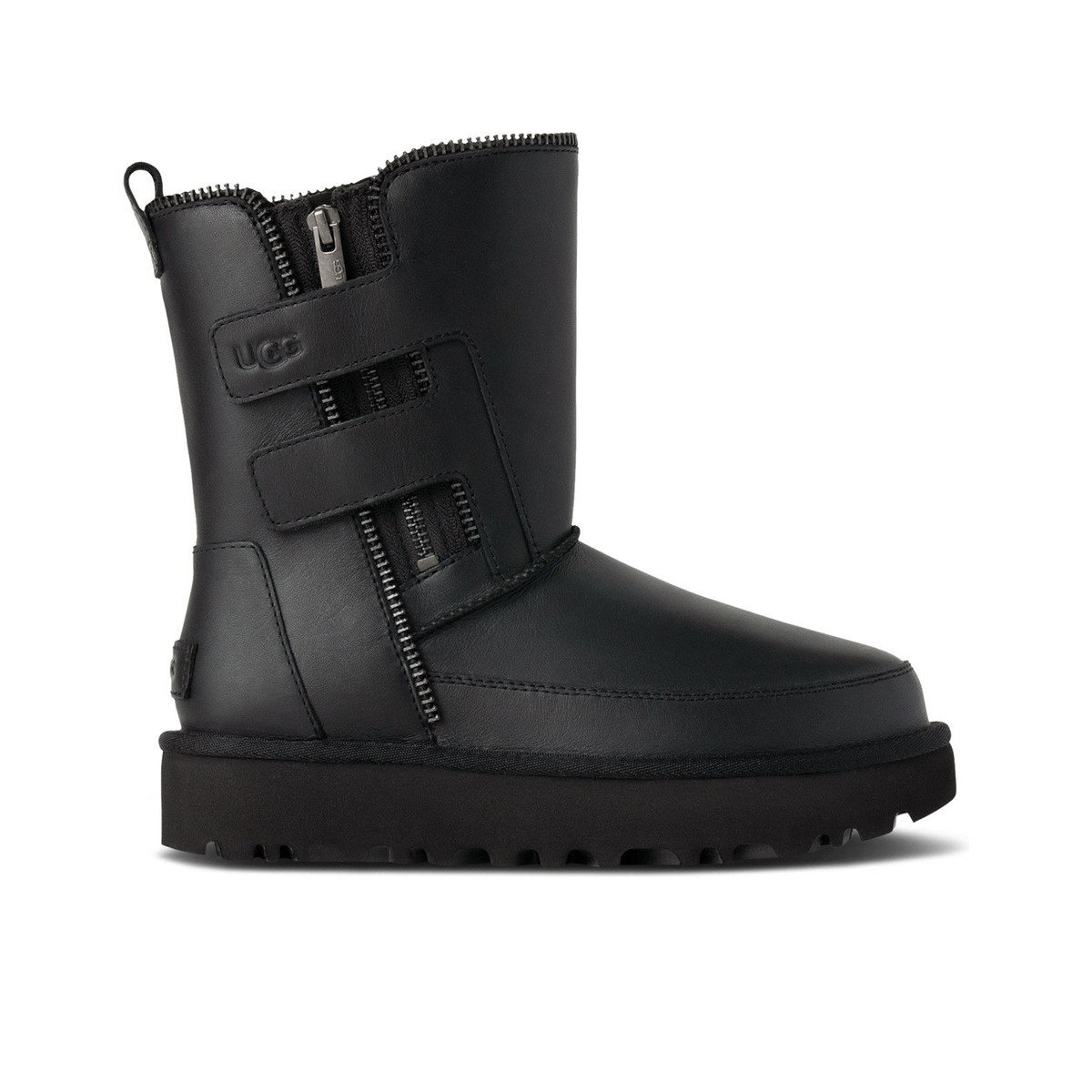 UGG Classic Short Moto Boot Black Womens