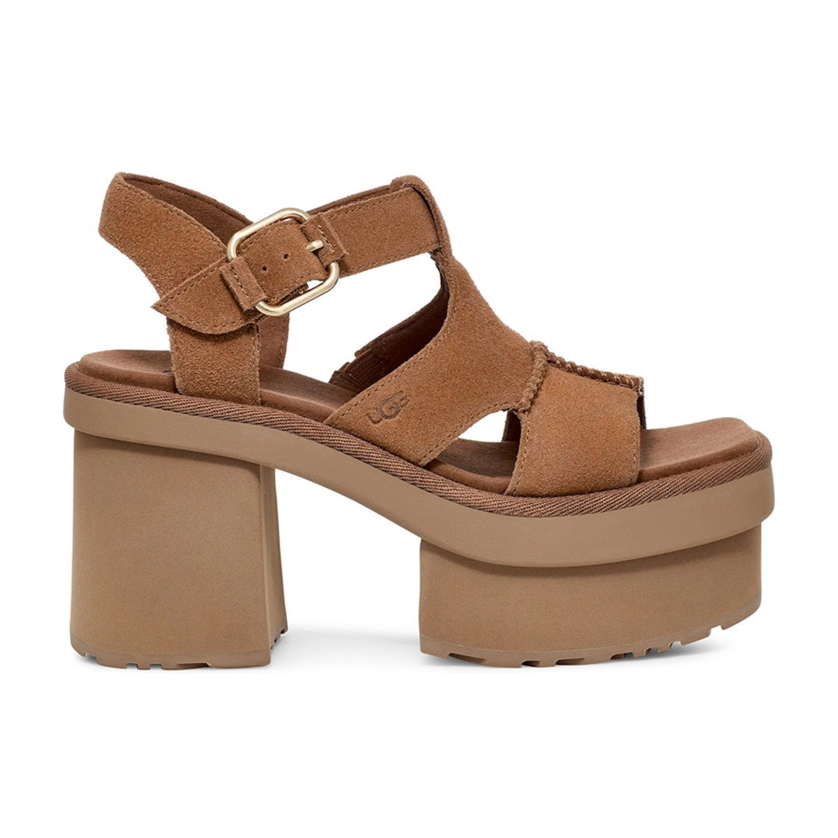 UGG New Heights Platform T-Strap Sandal Chestnut Womens