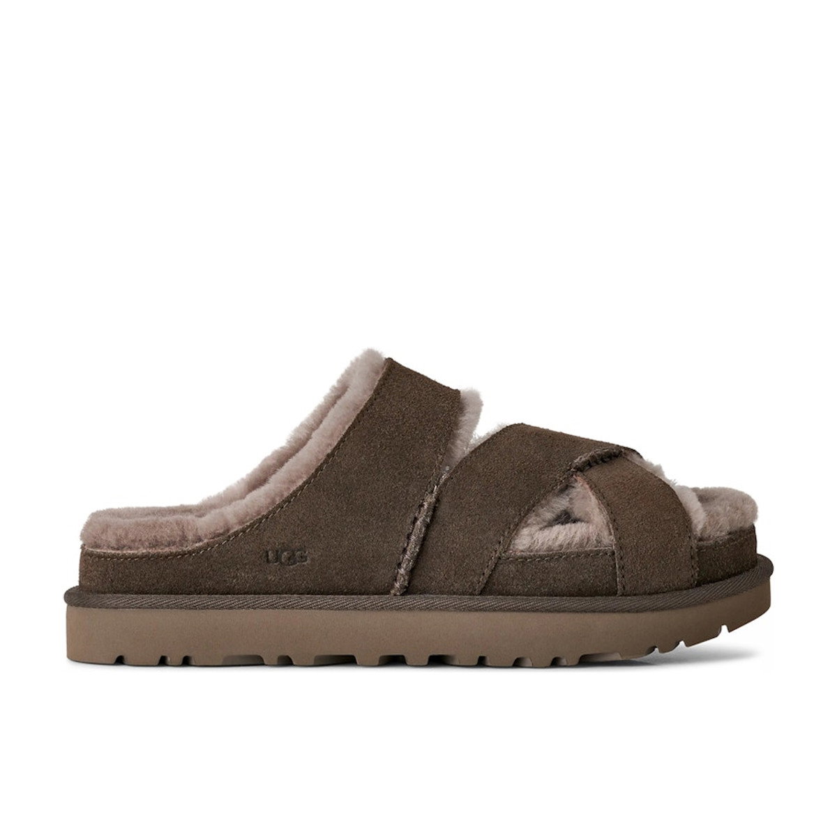 UGG Greenport Cross Strap Slide Dense Smoke Womens