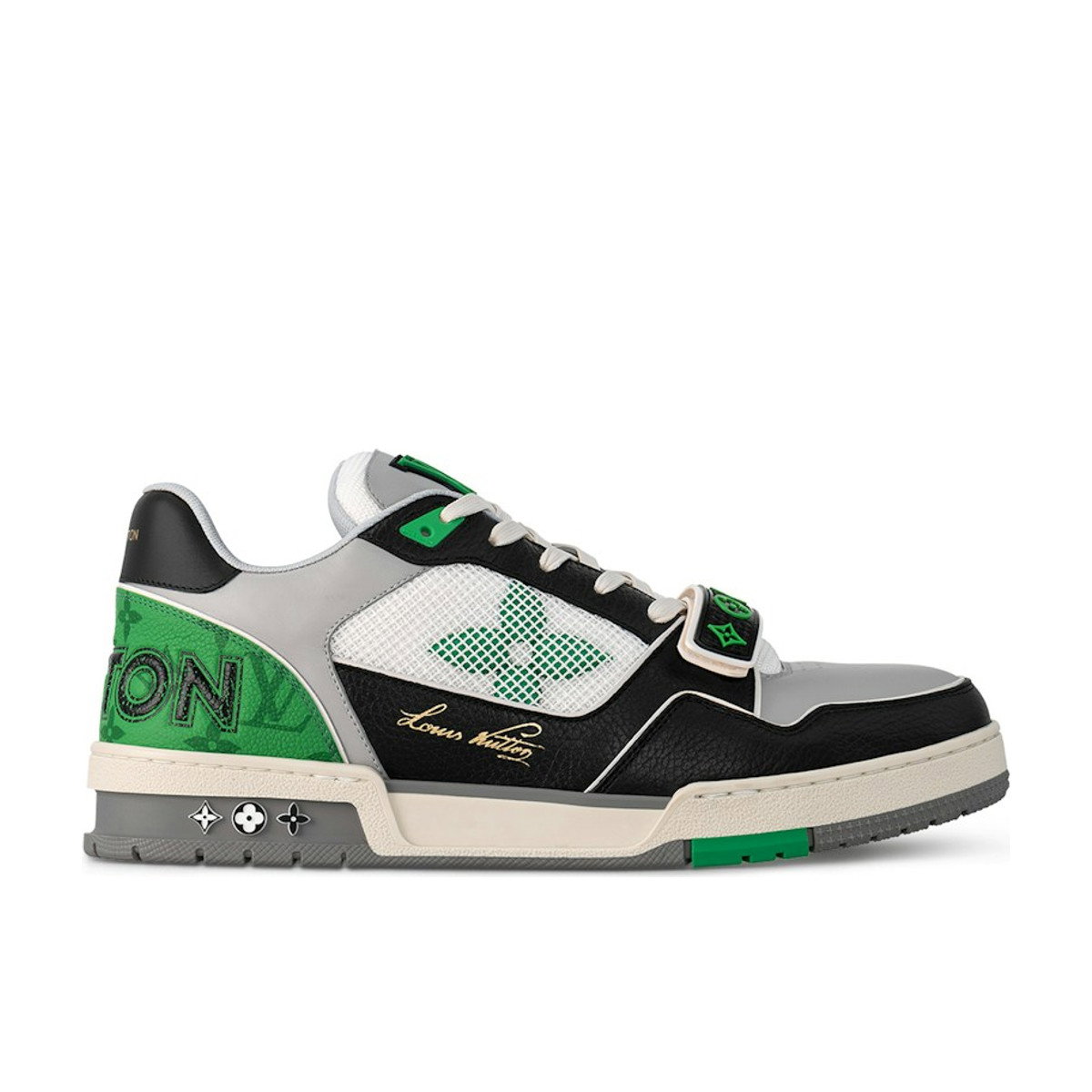 Louis Vuitton LV Trainer Monogram strap Black White Green