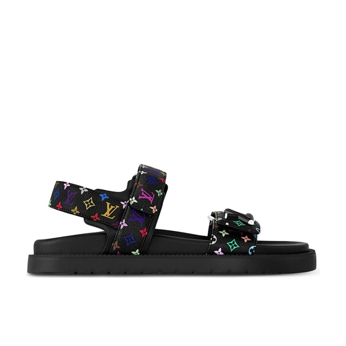 Louis Vuitton LV Sunset Flat Comfort Sandal Takashi Murakami Black Womens