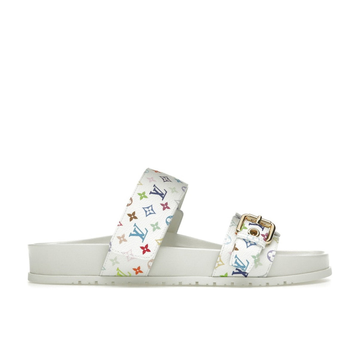 Louis Vuitton Bom Dia Flat Comfort Mule Takashi Murakami White Womens