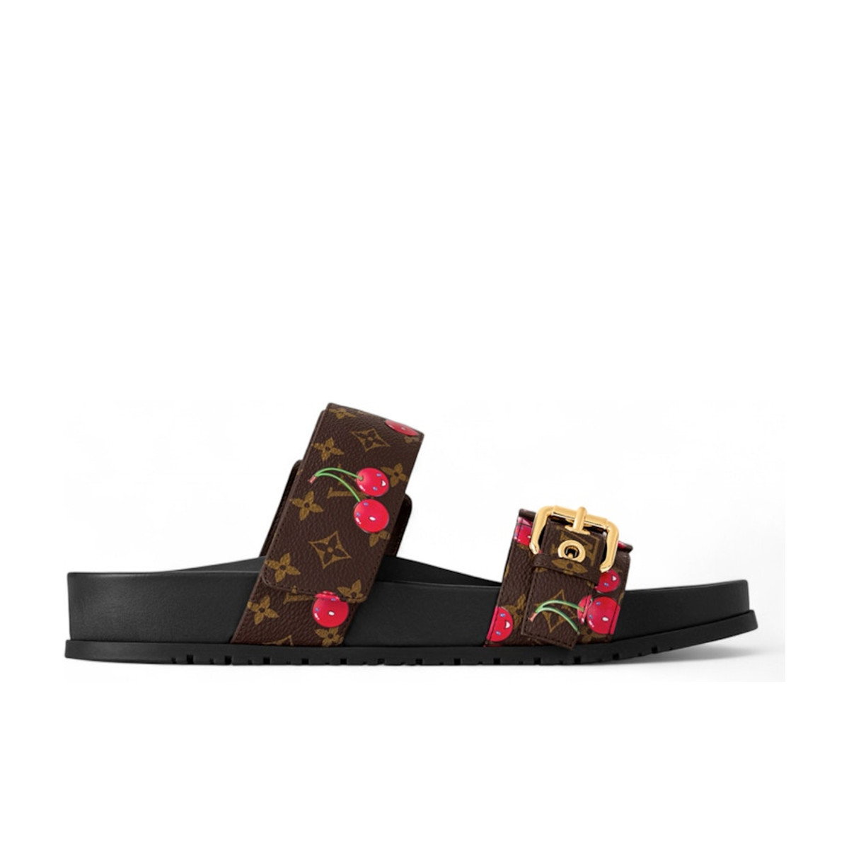 Louis Vuitton Cherry Bom Dia Flat Comfort Mule x Takashi Murakami Brown Monogram Cherry