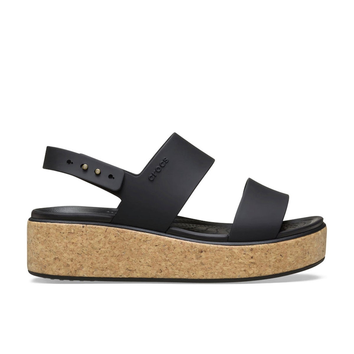 Crocs Brooklyn Low Wedge Cork Sandal Triple Black Womens