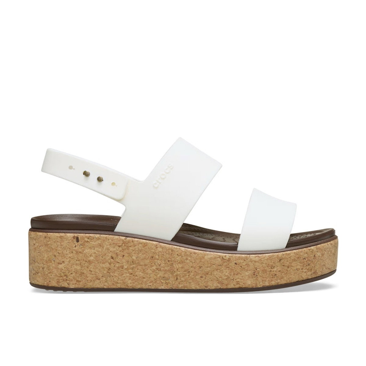 Crocs Brooklyn Low Wedge Cork Sandal Chalk Womens