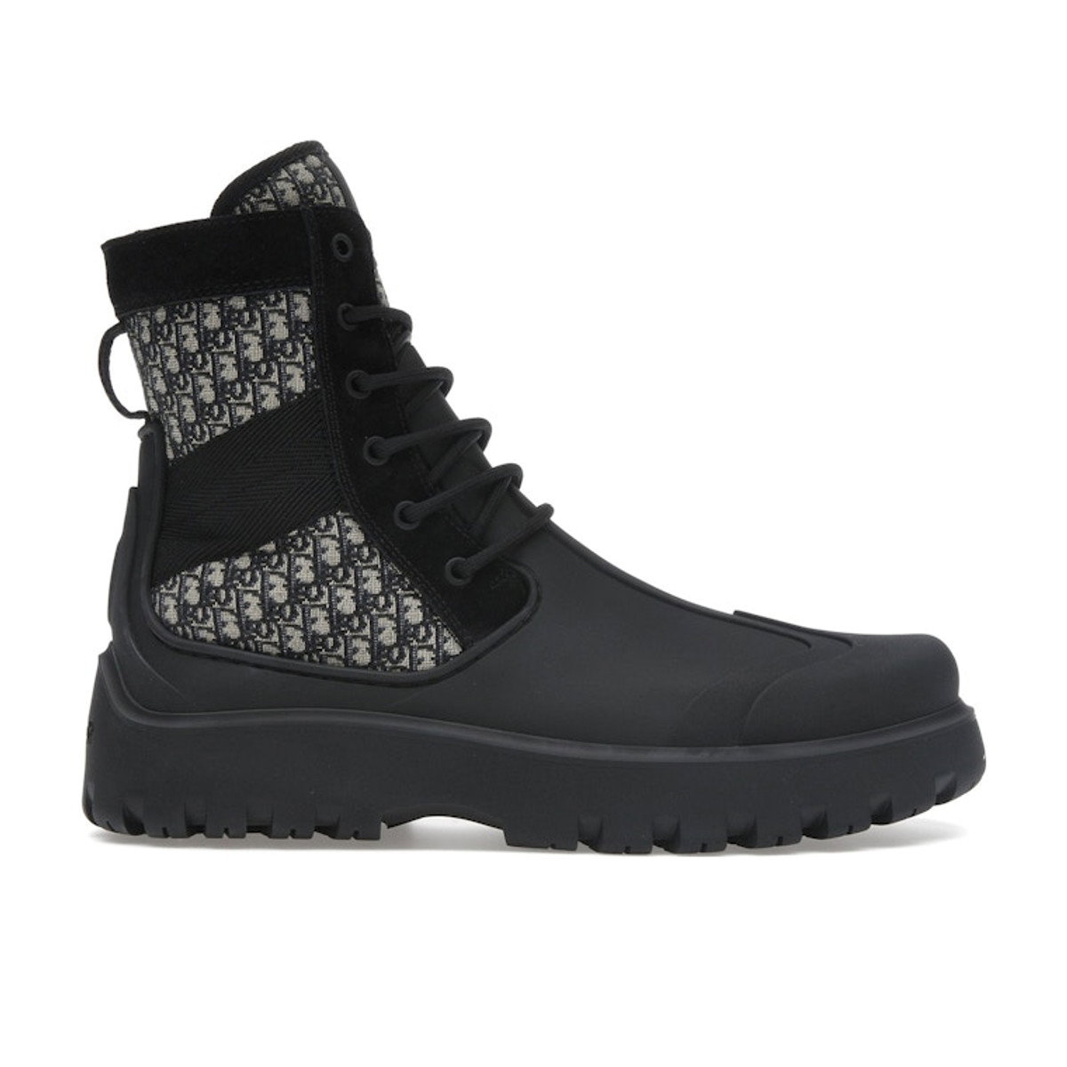 Dior Garden Lace Up Ankle Boots Black Rubber