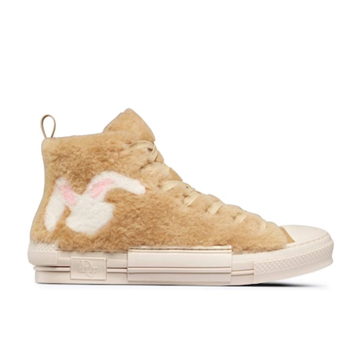 Dior B23 High Top ERL Beige Shearling with Rabbit Motif